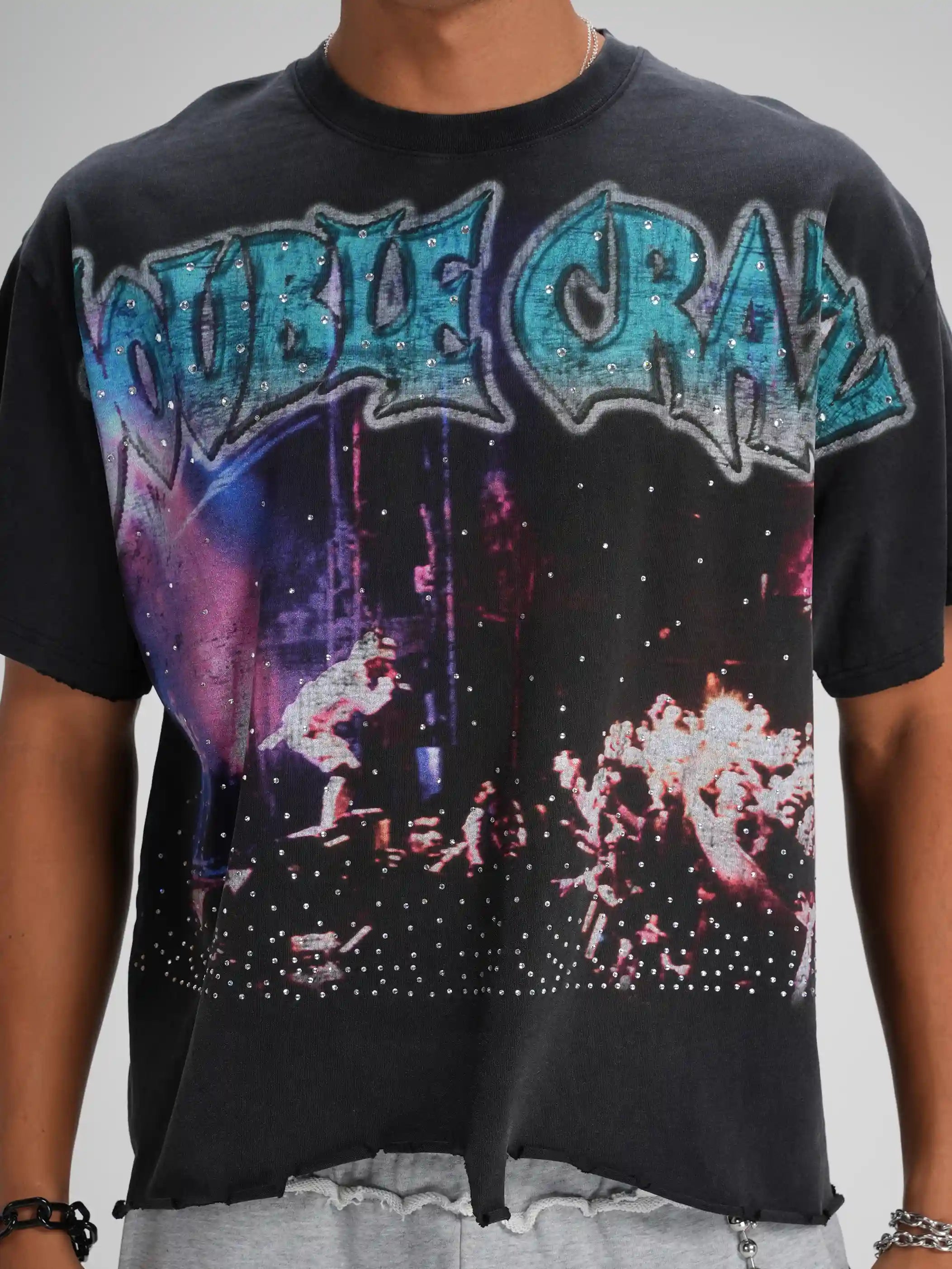 Sparkle Crowd Torn Hem Tee-616