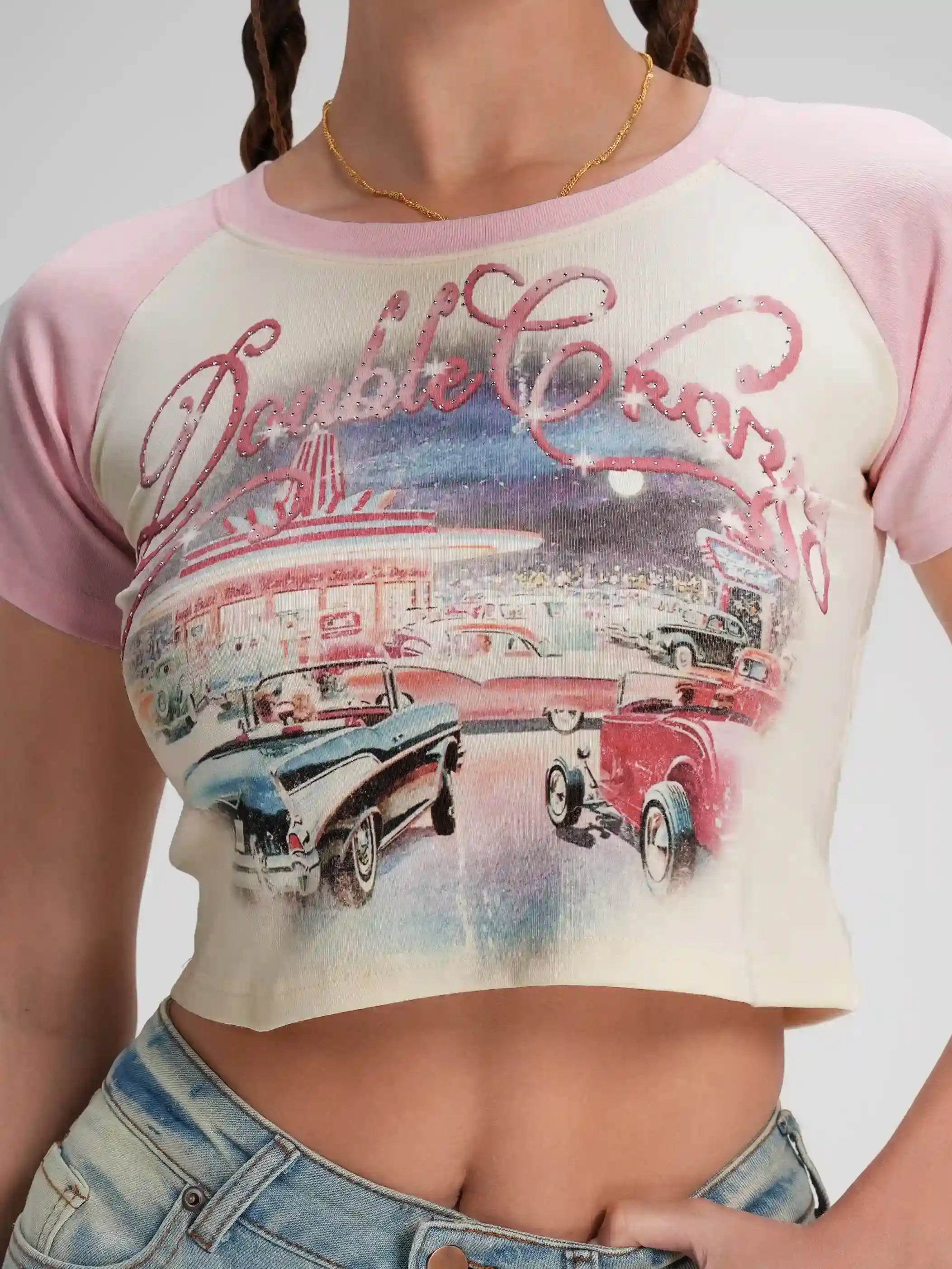 Bling Retro Car Crop Top-620