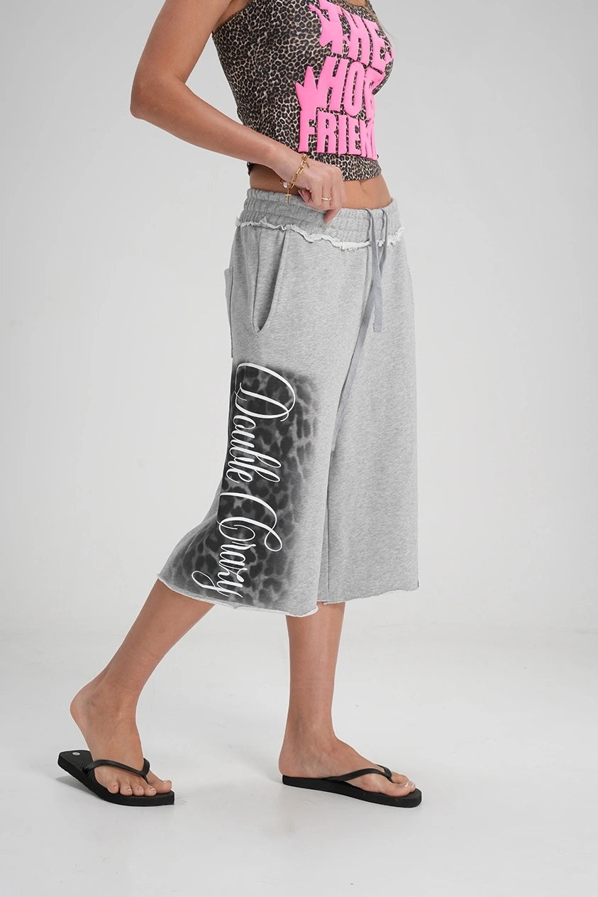 Pantalones cortos holgados con estampado de leopardo envejecido-623