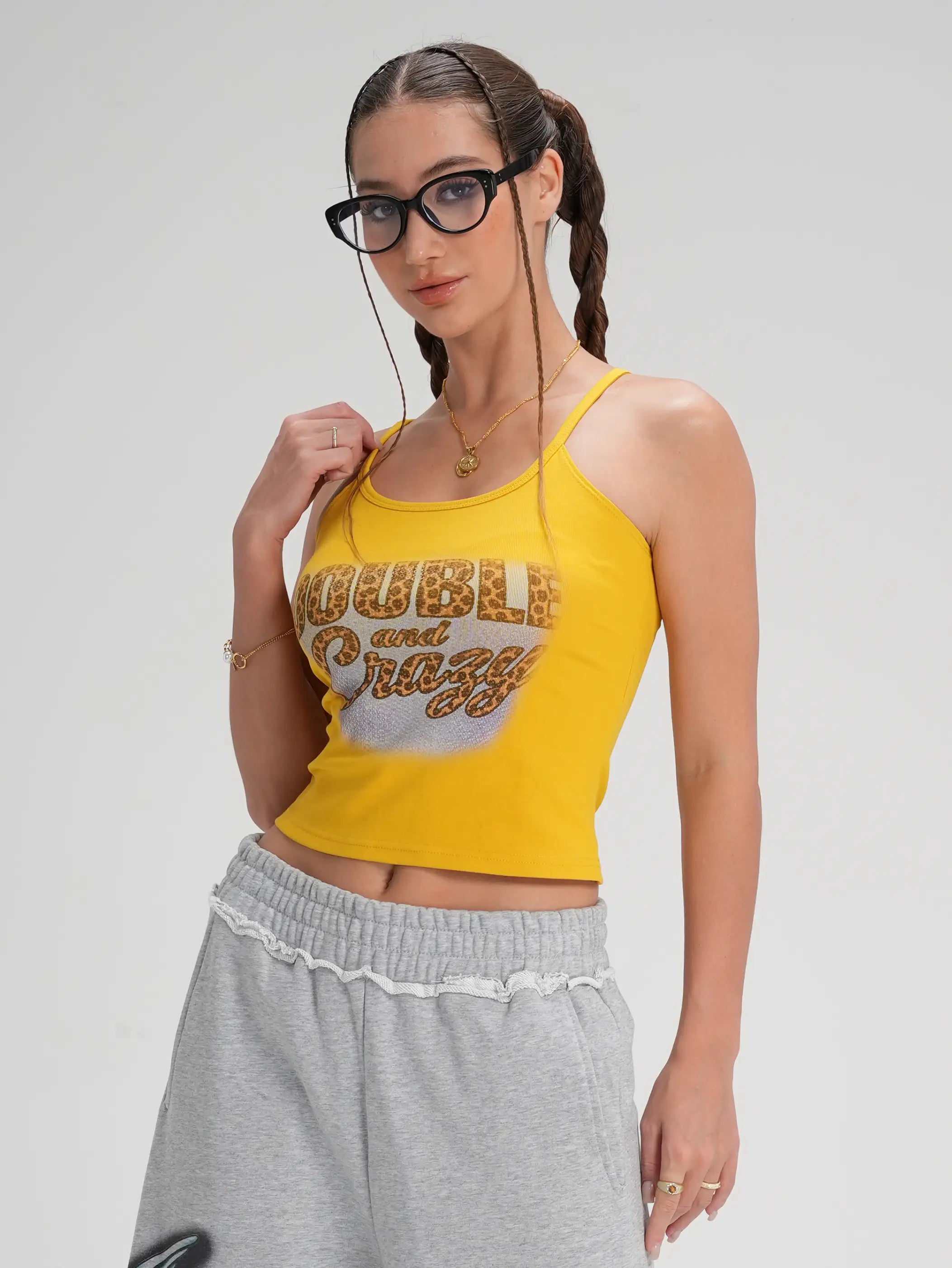 Top ajustado de guepardo vintage-633