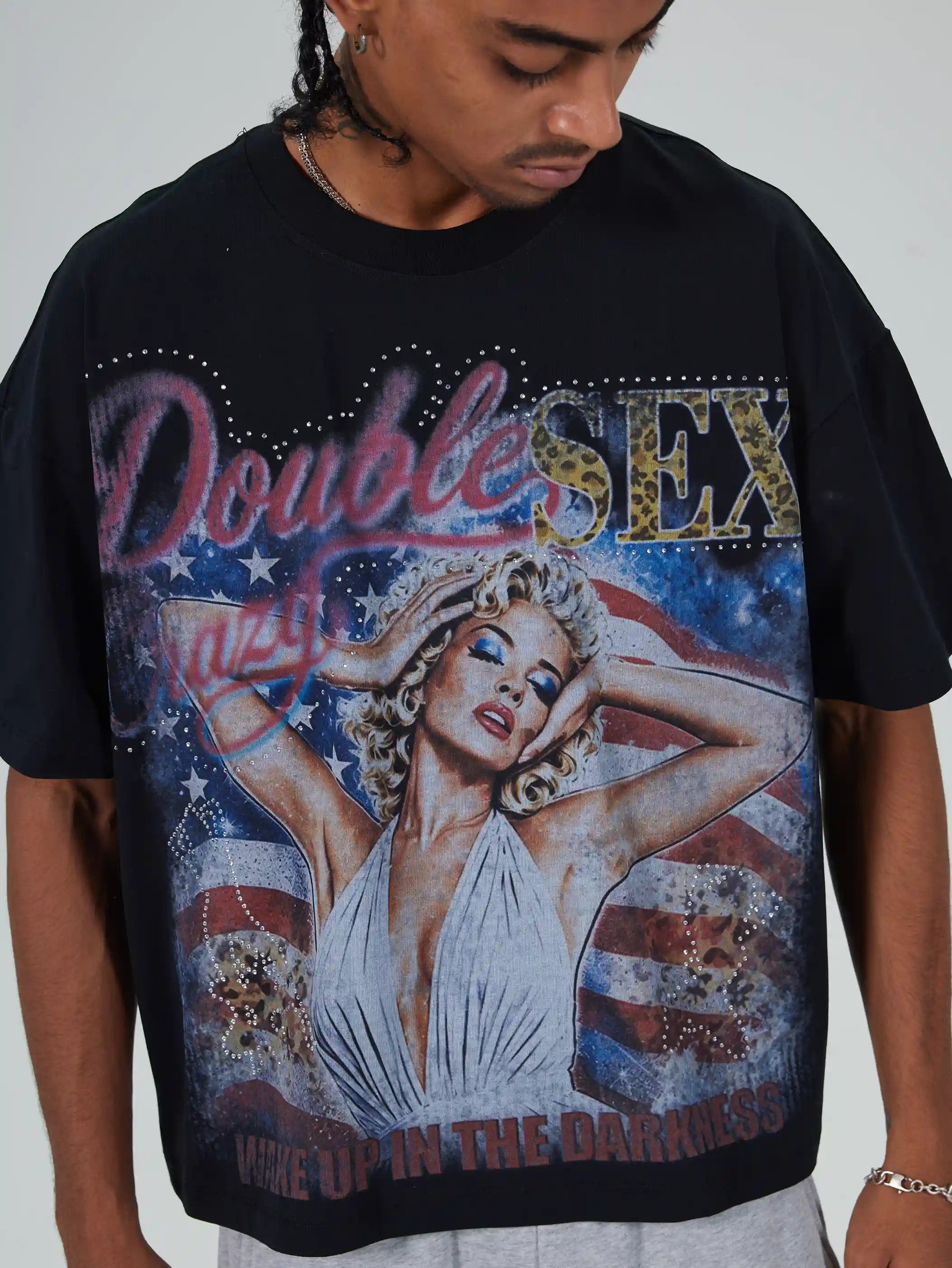 US Flag Pin Up Boxy Tee-672