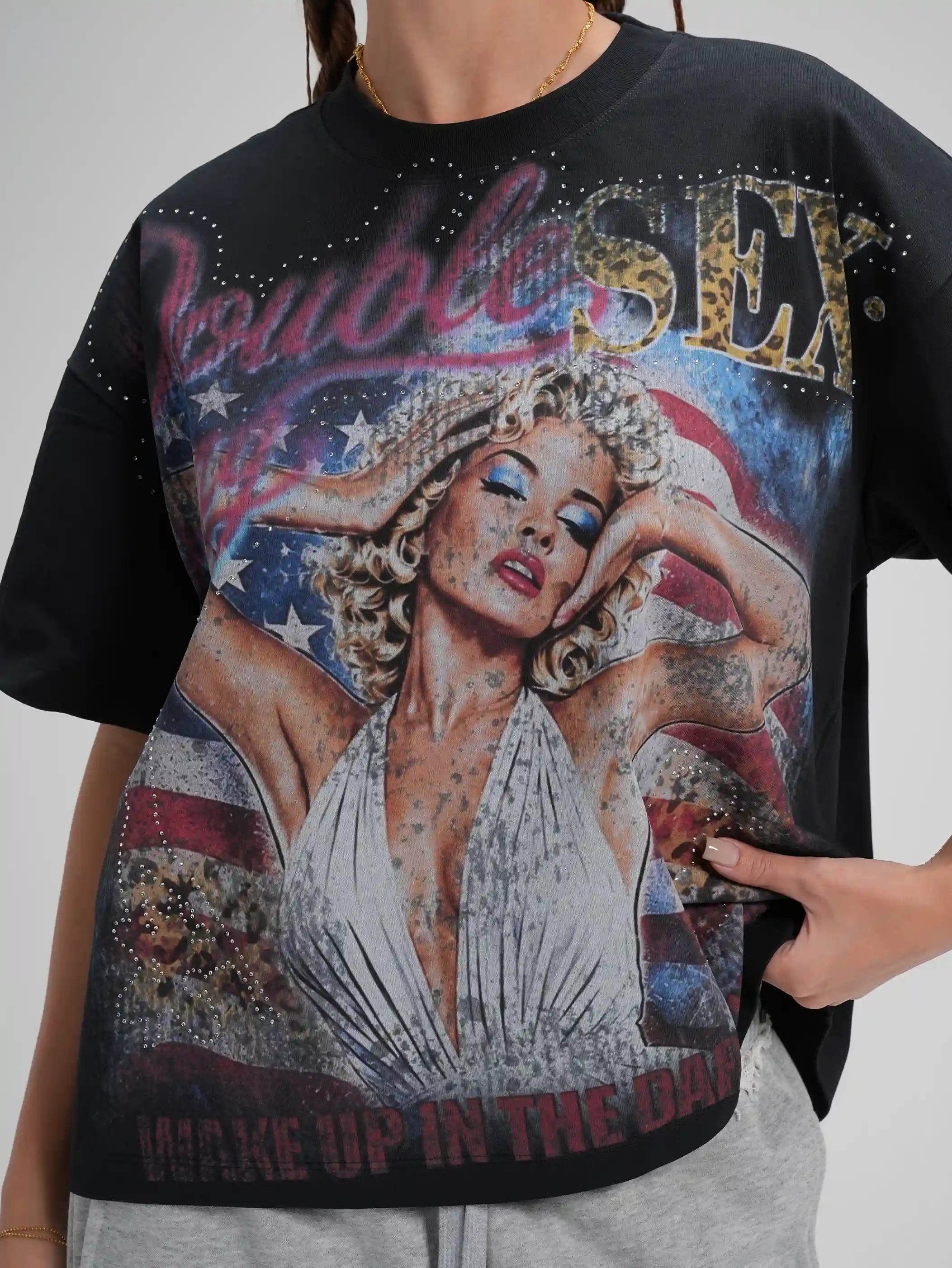 US Flag Pin Up Boxy Tee-672