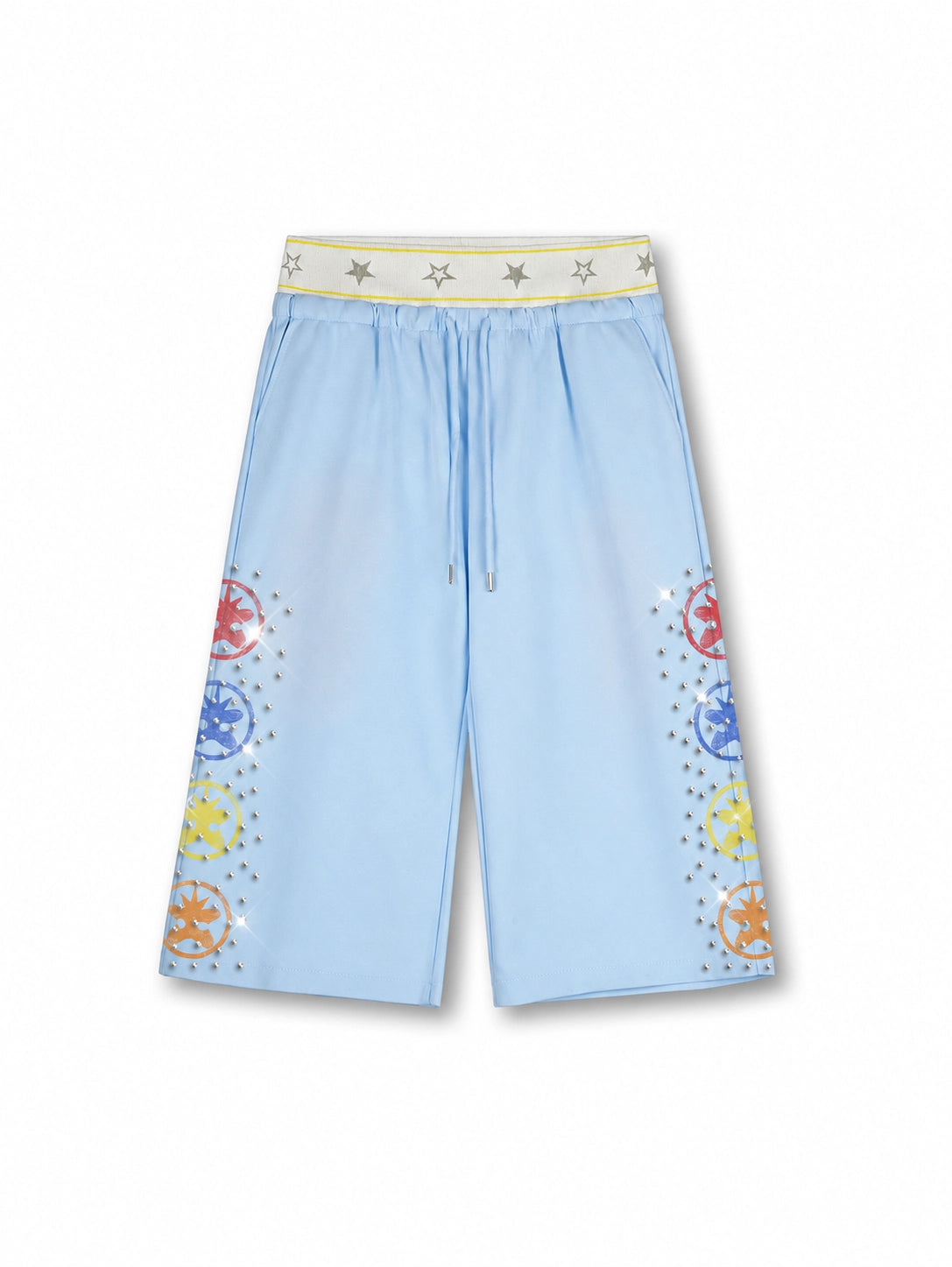 Faded Iced Out Layered Shorts-679