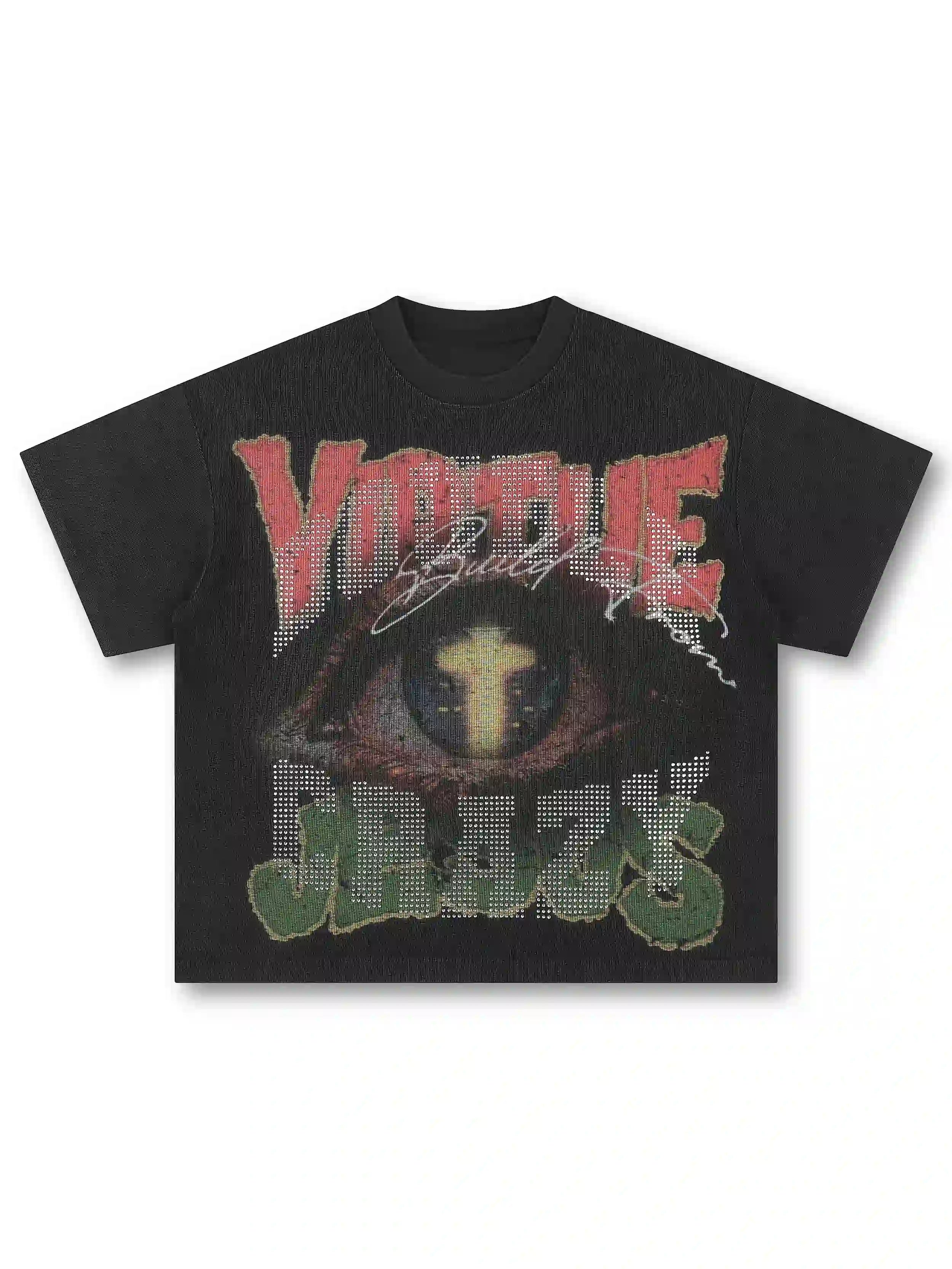 Evil Eye Rhinestone Waffle Tee-562
