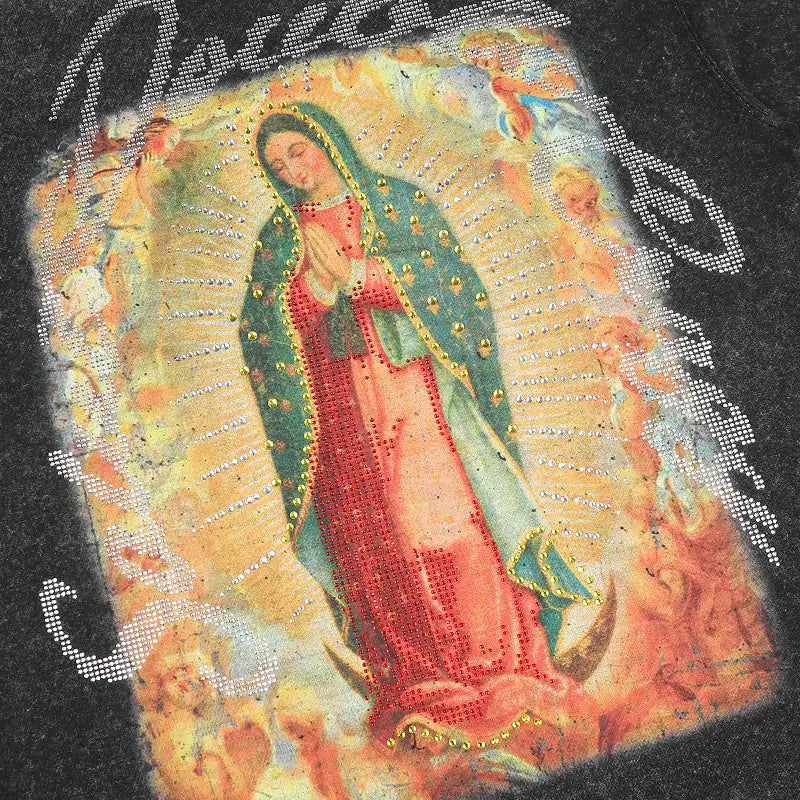 T-shirt Vintage Vierge Dégoulinant de Diamants-356T