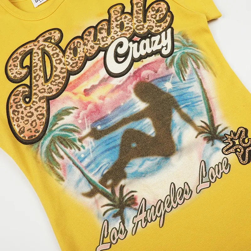 Camiseta corta con estampado de leopardo "Gun Girl"-608