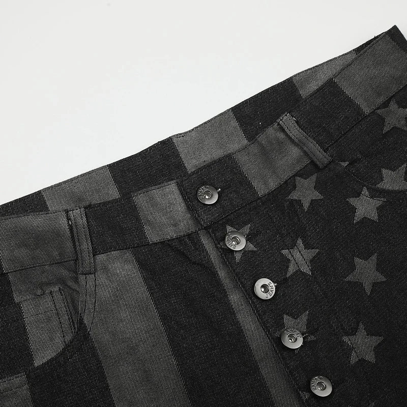 Washed Star Stripe Denim Set-S1241