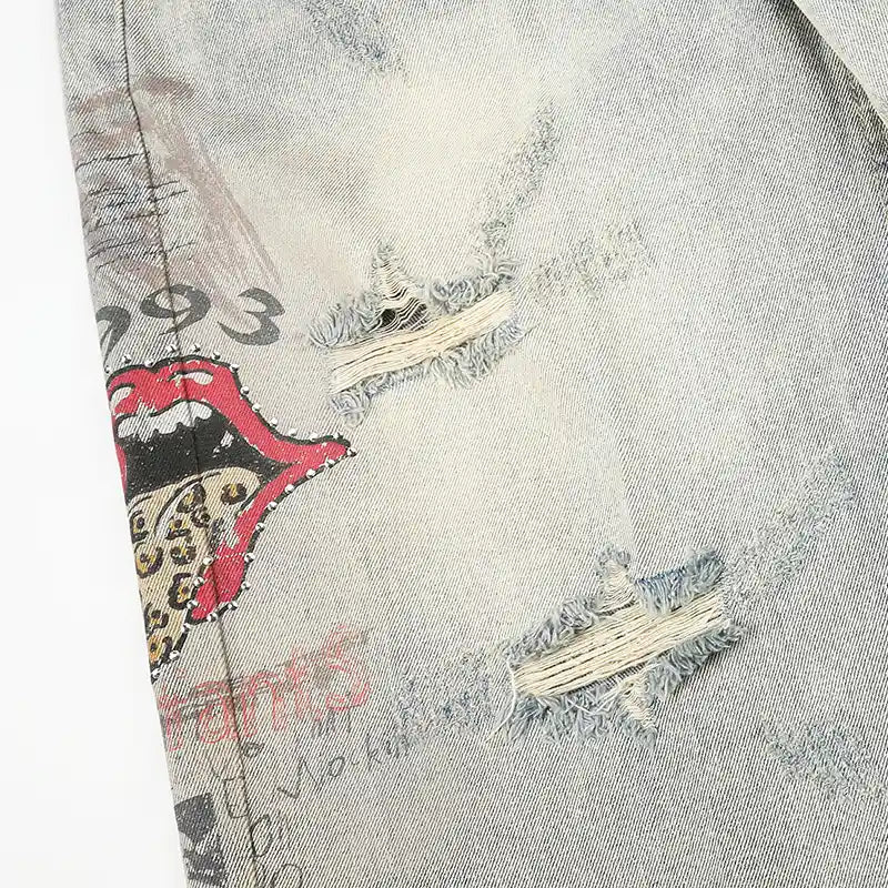 Punk Graphic Baggy Denim Jorts-579