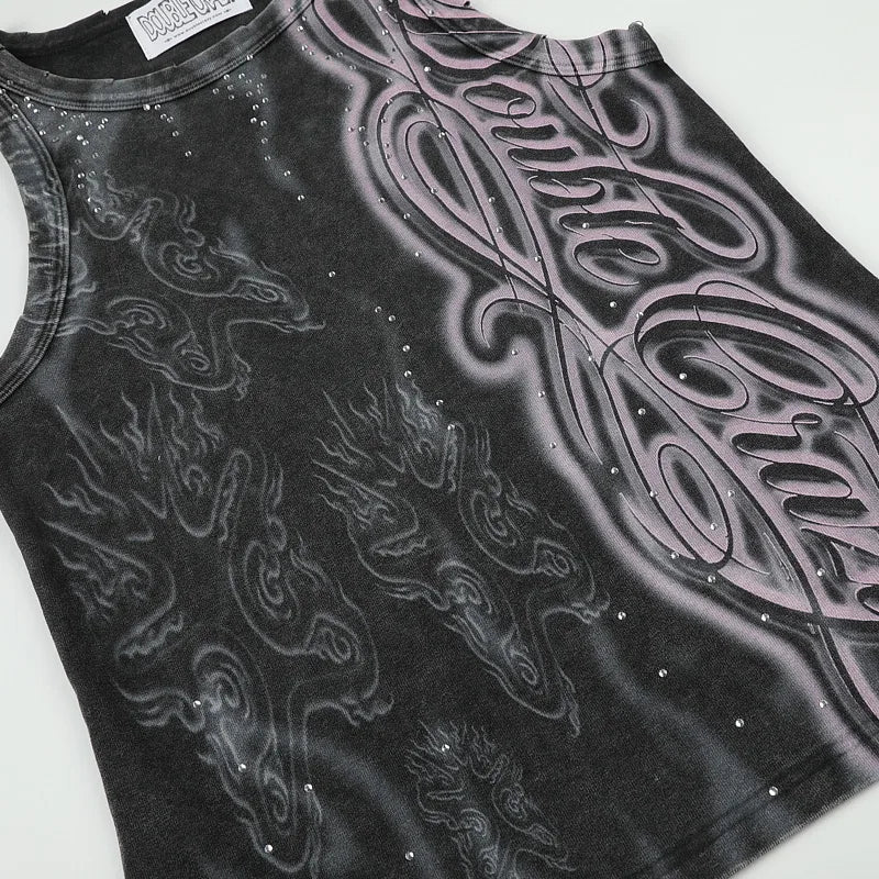 Rhinestone Faded Tribal Tank-695