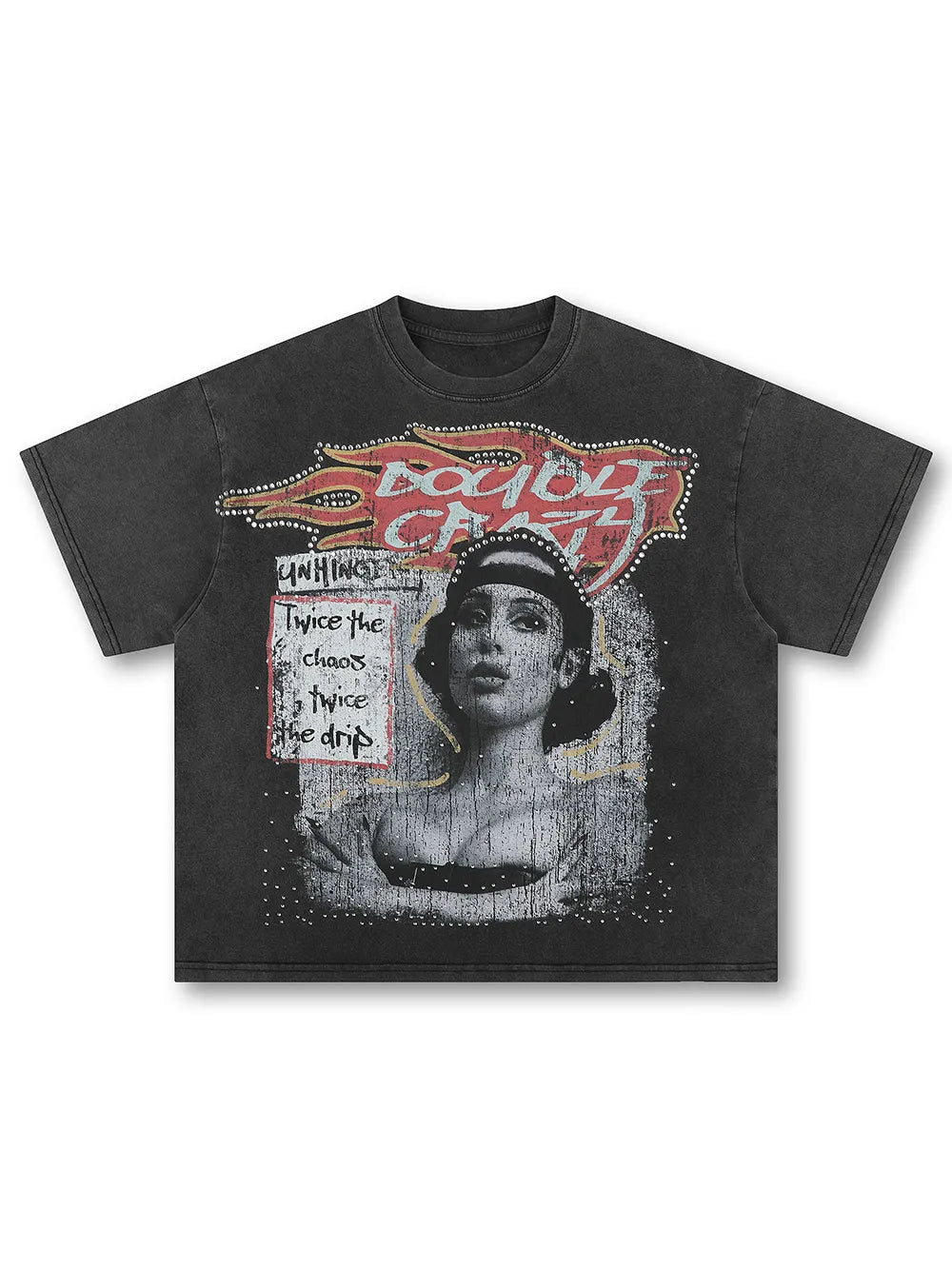 T-shirt gaufré bling-bling grunge années 90-566