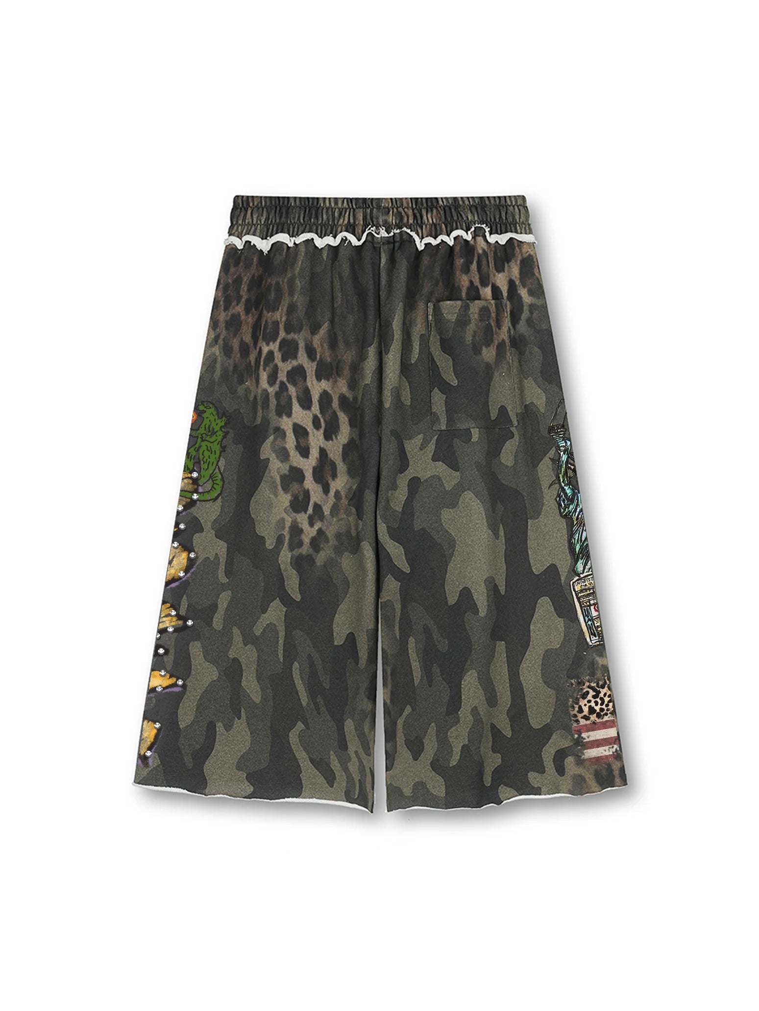 Bling Leopard Camo Raw Shorts-727