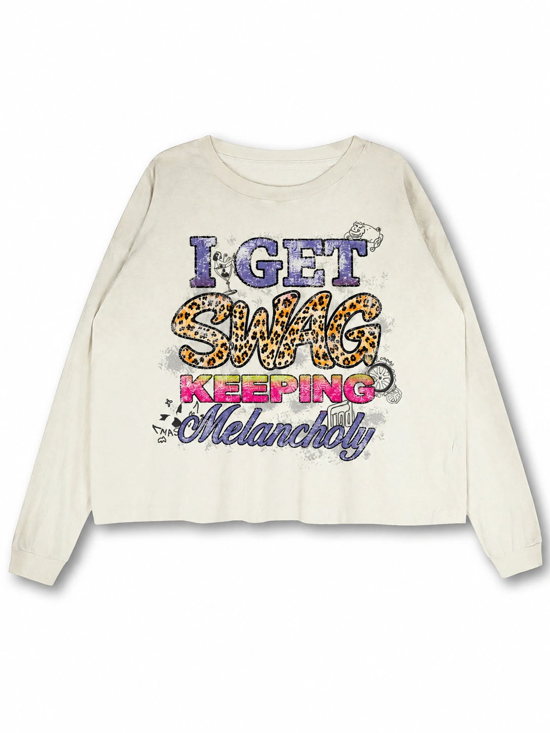 Faded Melancholy Quote Boxy L/S -737