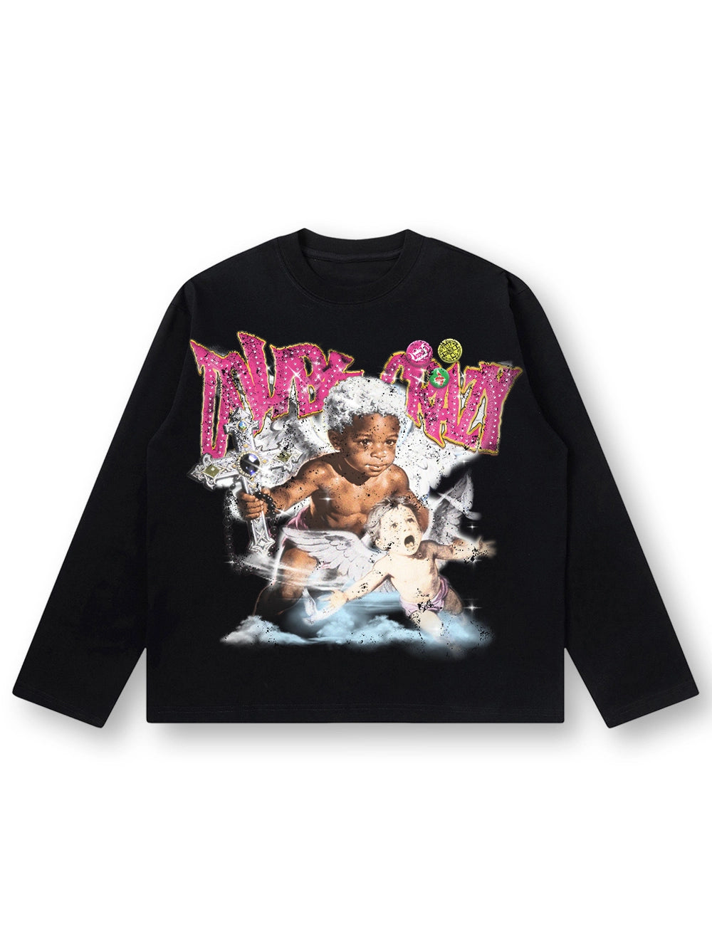 Rhinestone Afro Cherub Boxy L/S-729