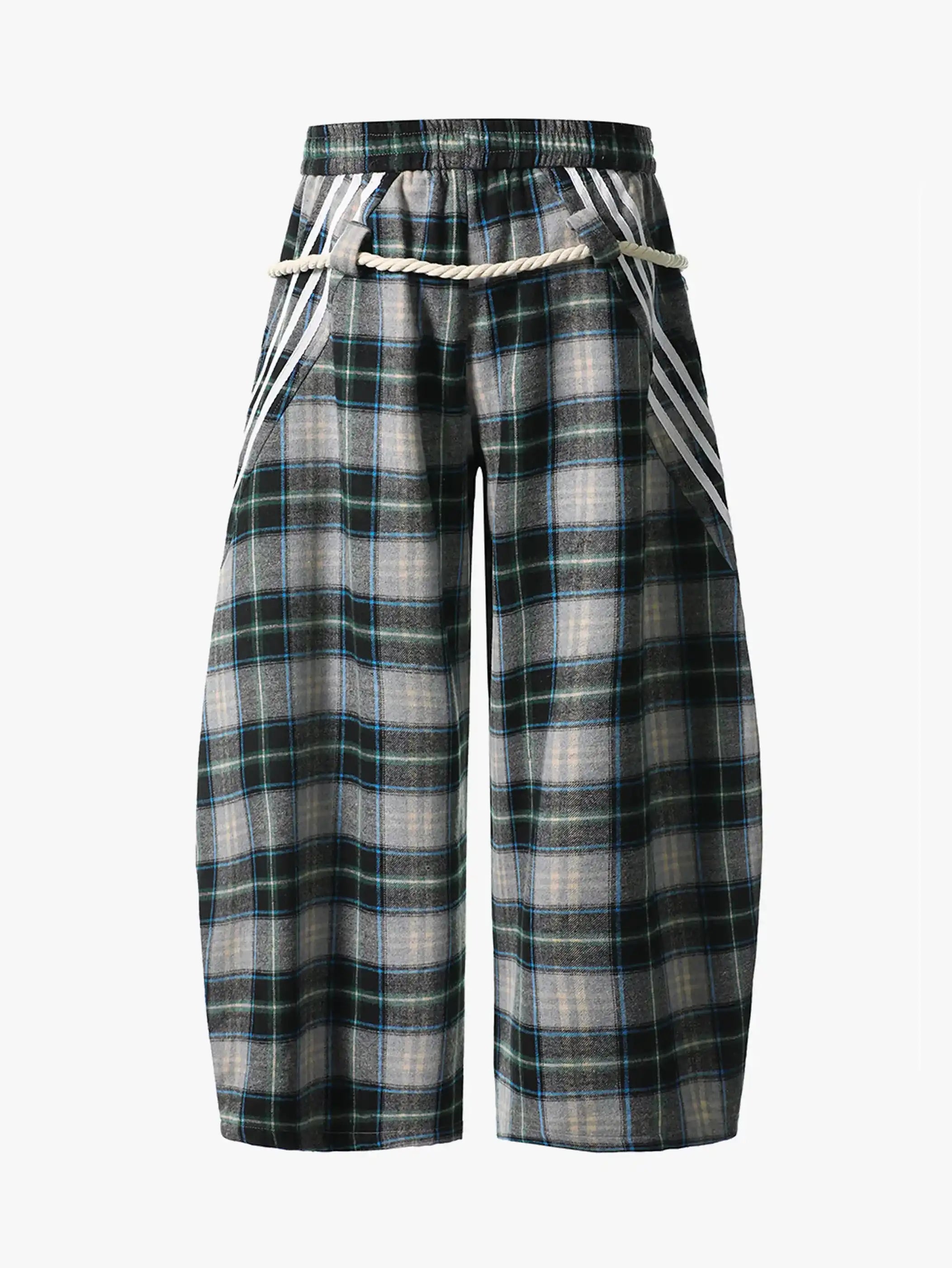 Detachable Belt Plaid Joggers-S1087