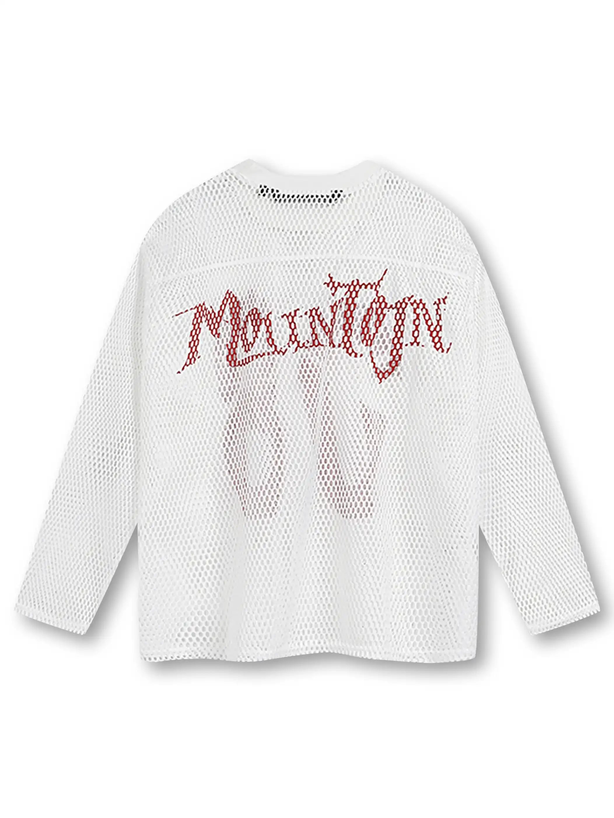 Bold Graphic Mesh Long-Sleeve Top -s906