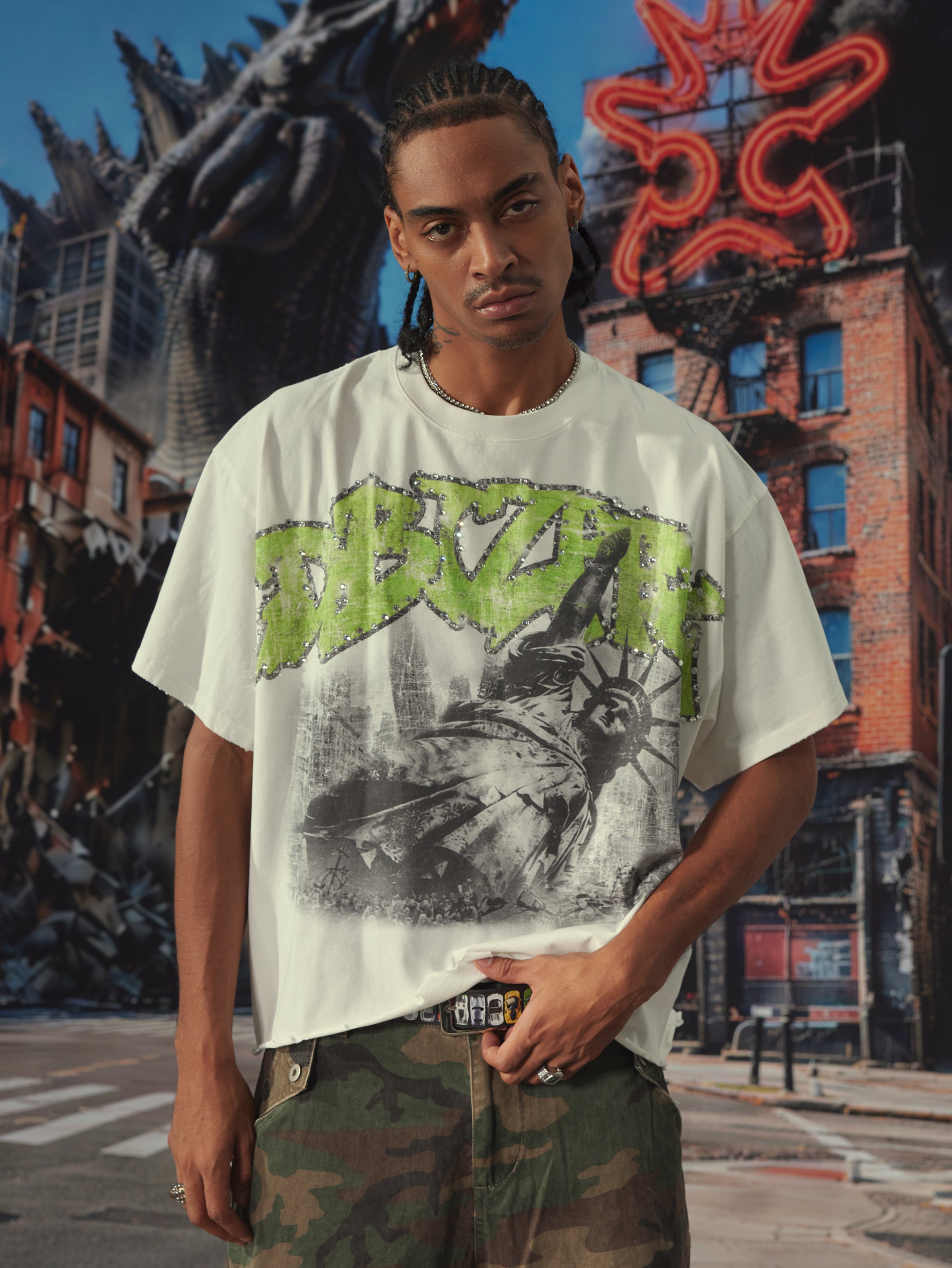 Raw Hem Distressed Liberty Tee-482