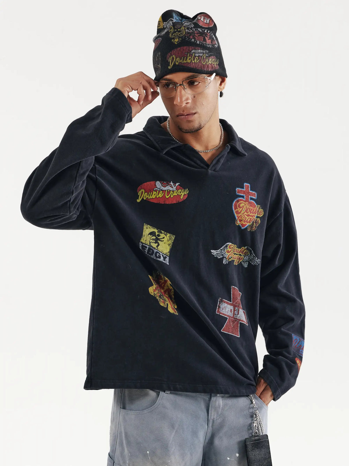 Grunge Patch L/S Polo-807