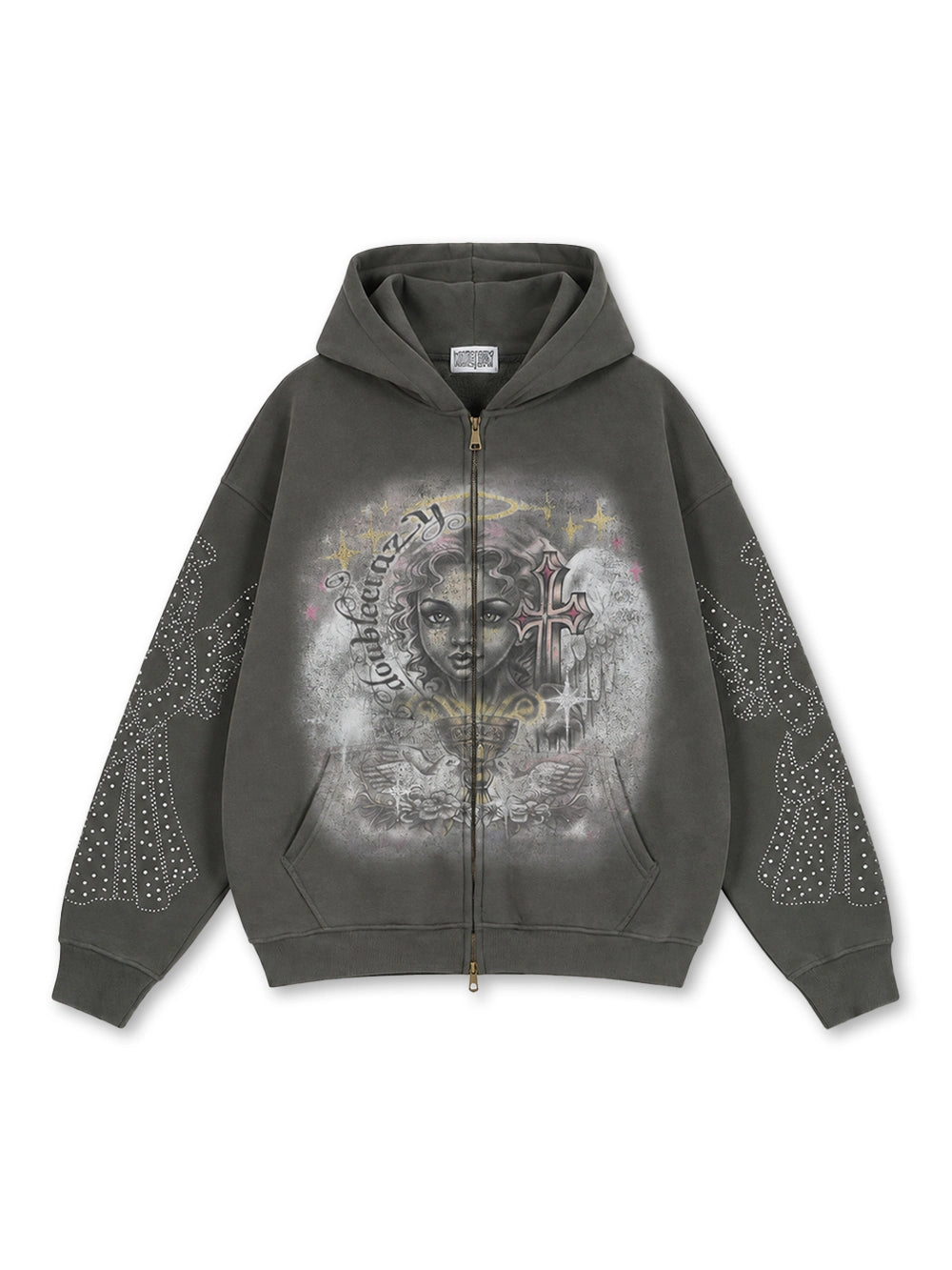 Washed Angel Cross Zip Hoodie-810