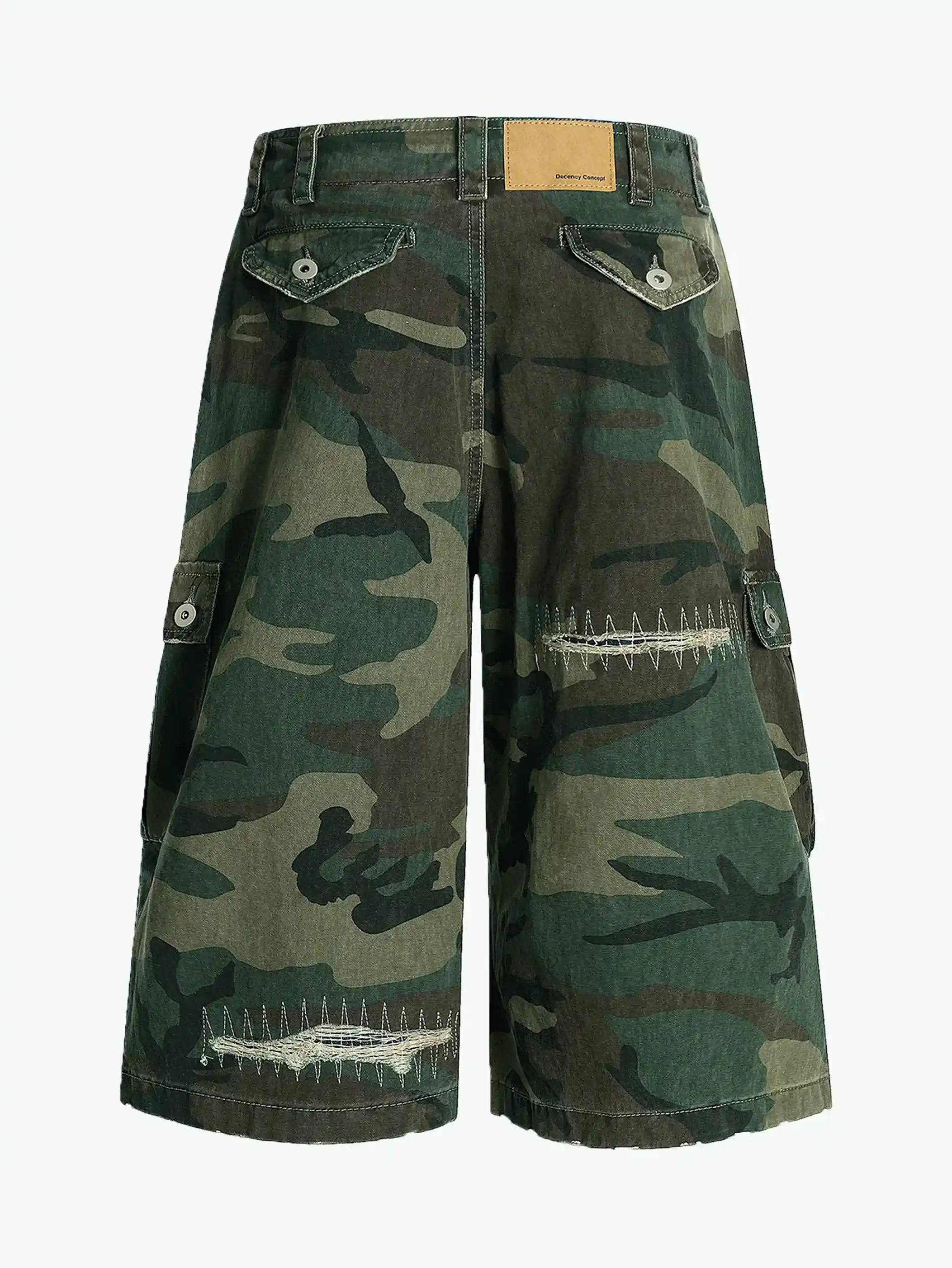 Cargo Camouflage Denim Shorts-S1043