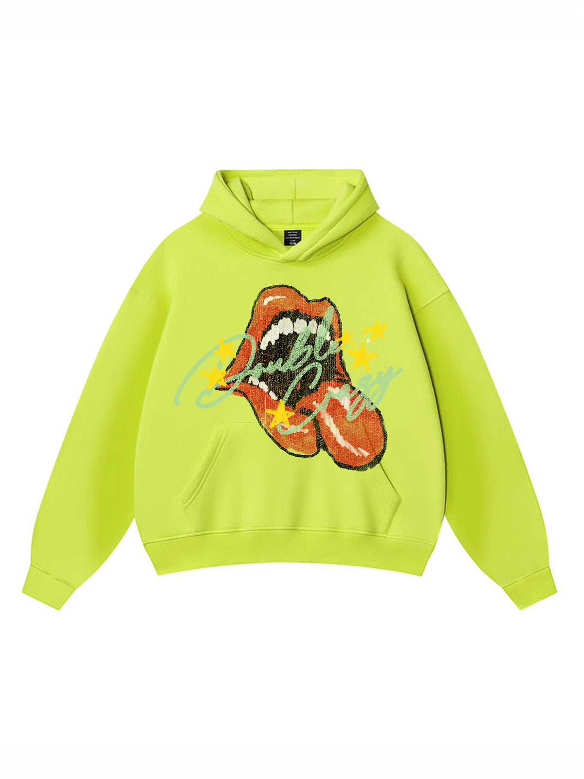 Y2K Grunge Rolling Lips Boxy Hoodie-827