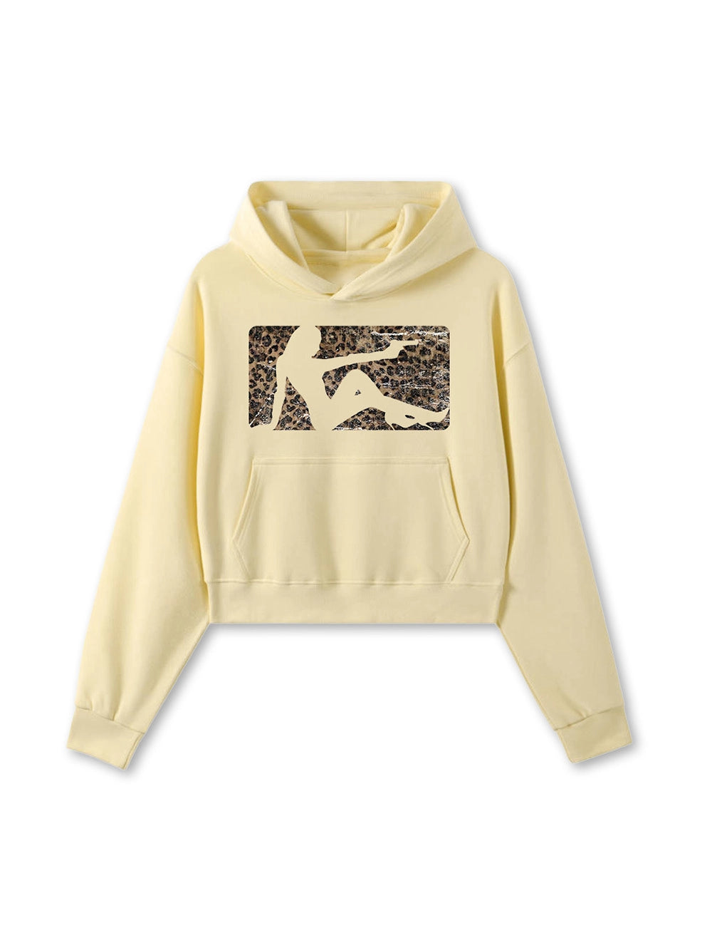 Sudadera corta con capucha y estampado de leopardo salvaje-835