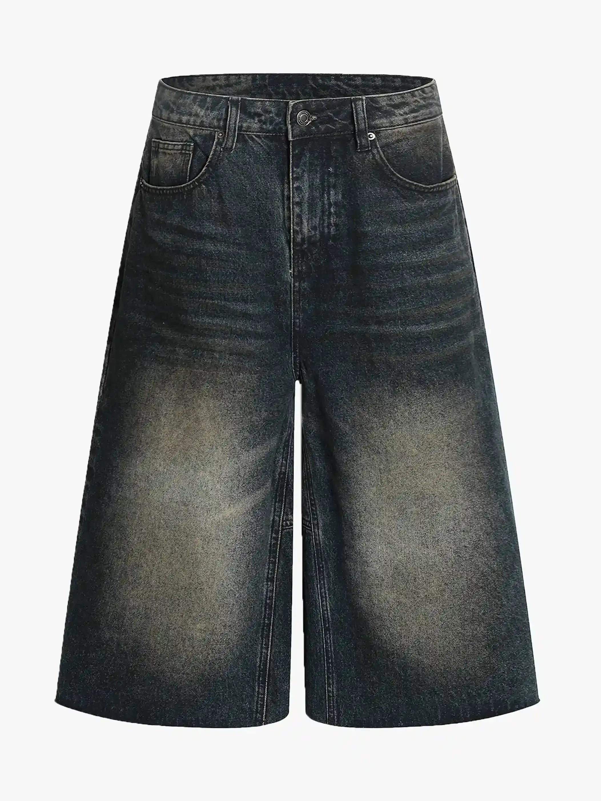 Wide Leg Vintage Washed Denim Shorts-S1031