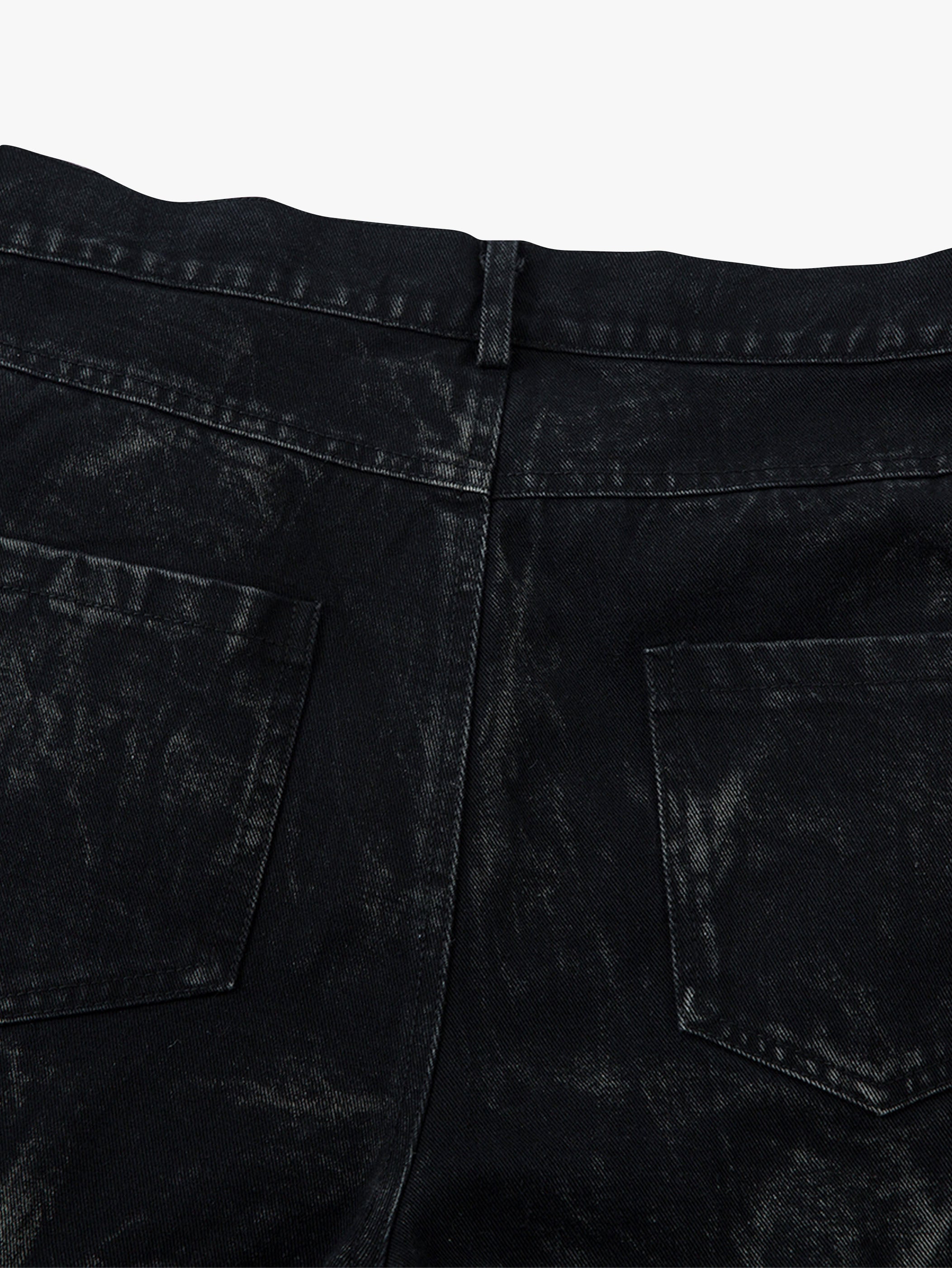 High-Waisted Quilted Denim Pants -s928