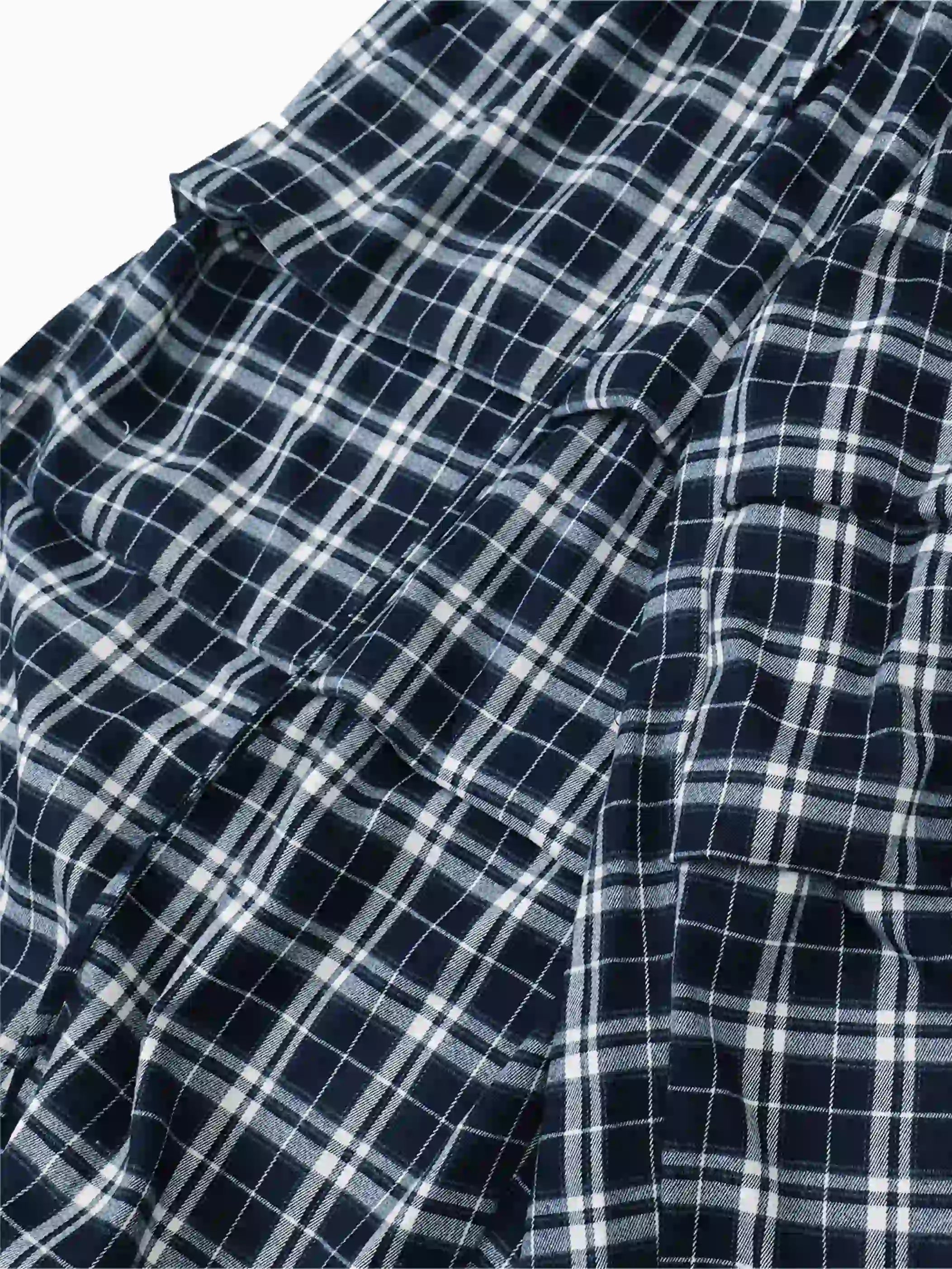 Plaid Loose Fit Layered Cargo Pants-S1041