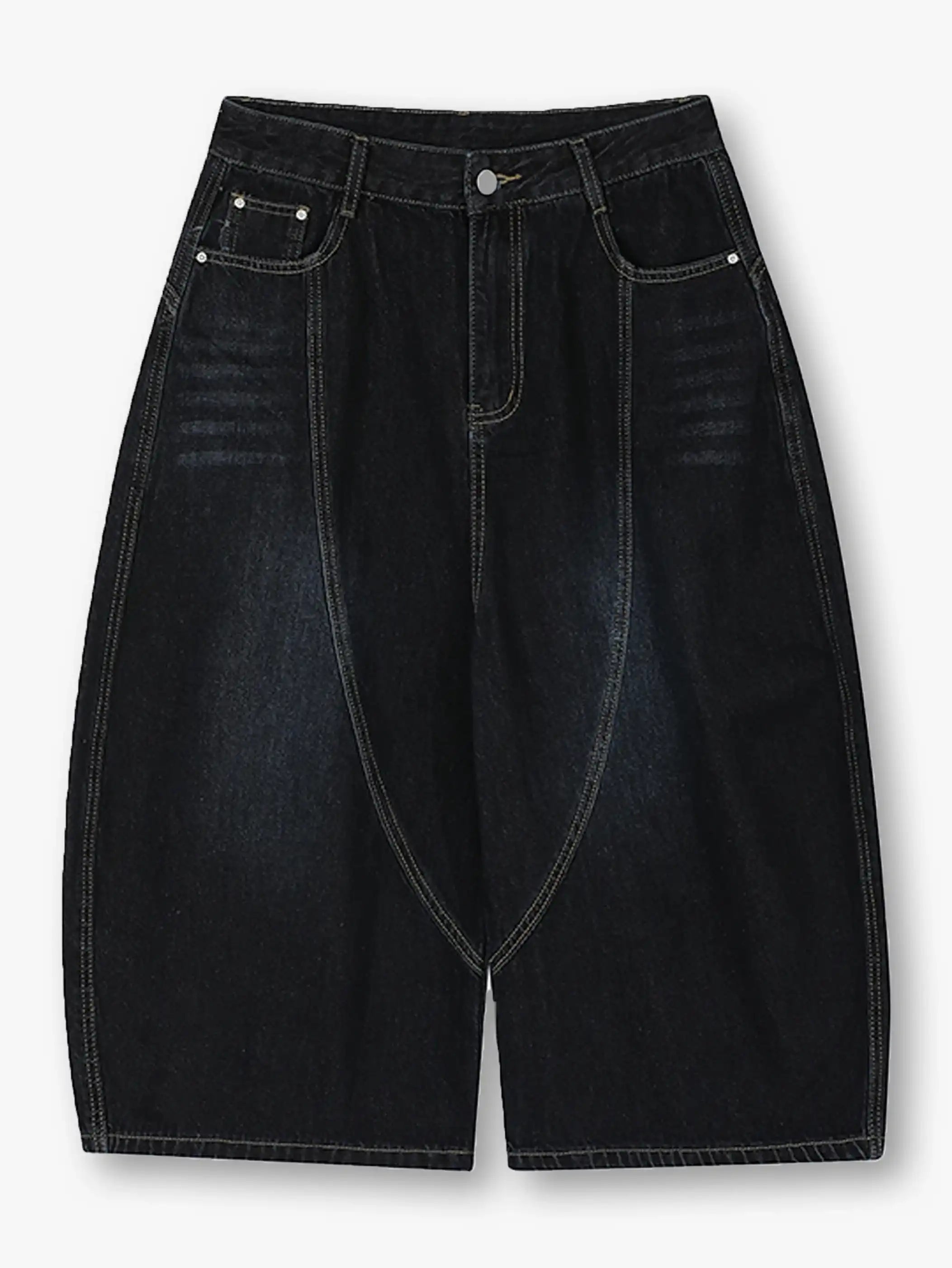 High Waist Wide Leg Denim Bermuda Shorts-S1025