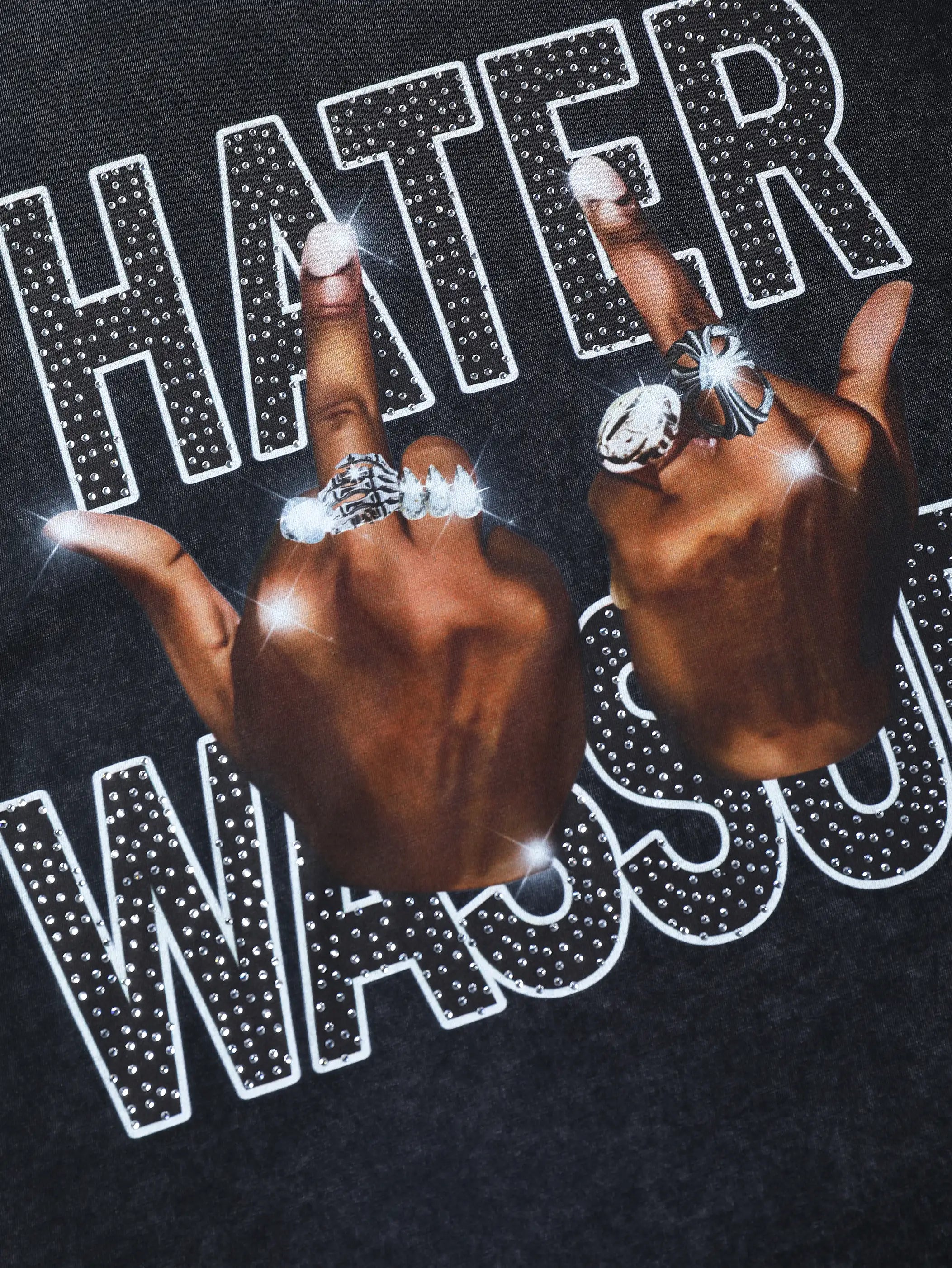 Black Bling Middle Finger Women Vest-250