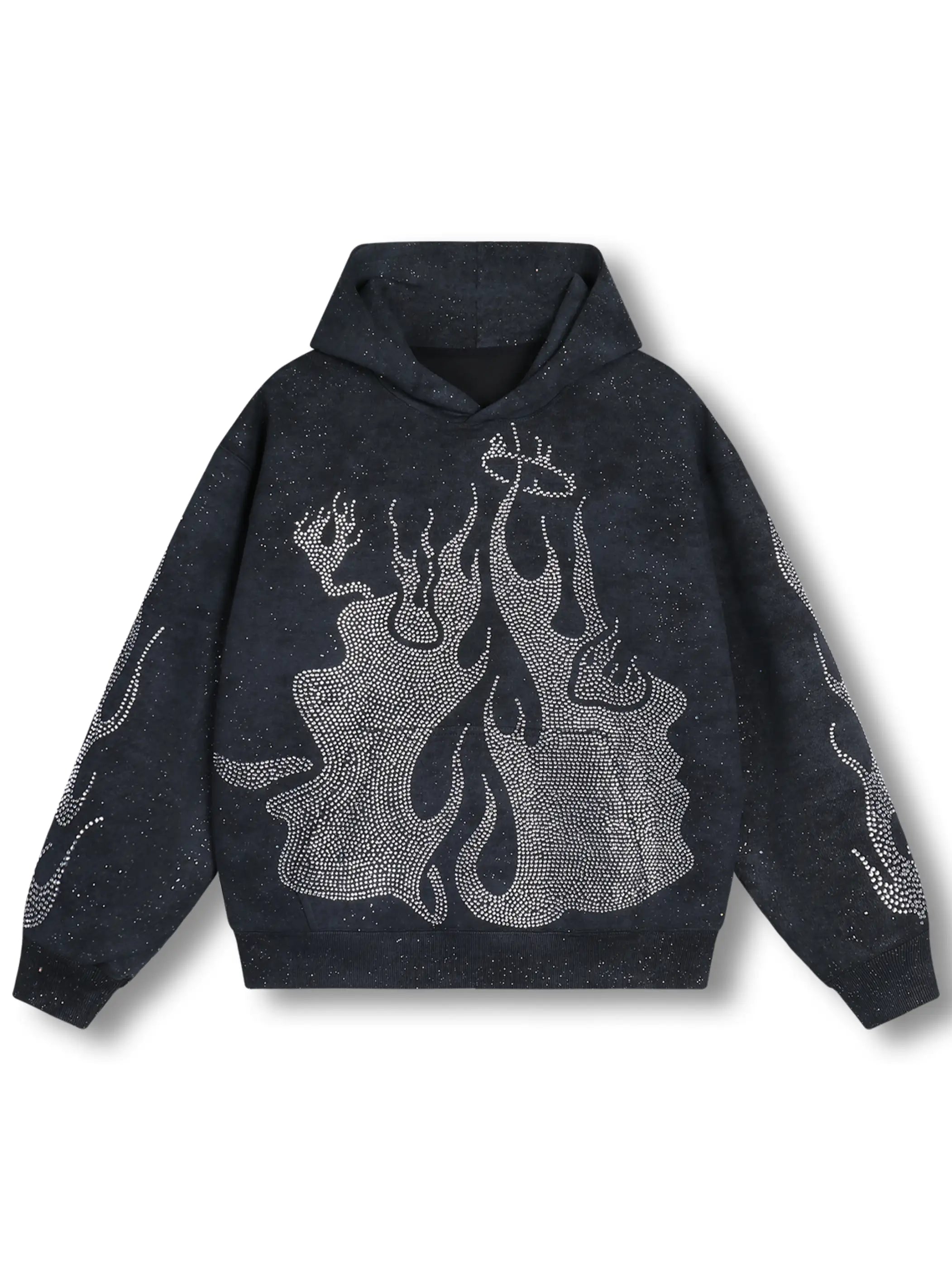 DOUBLECRAZY Flame Man Diamond Gradient Vintage Hoodie - 043