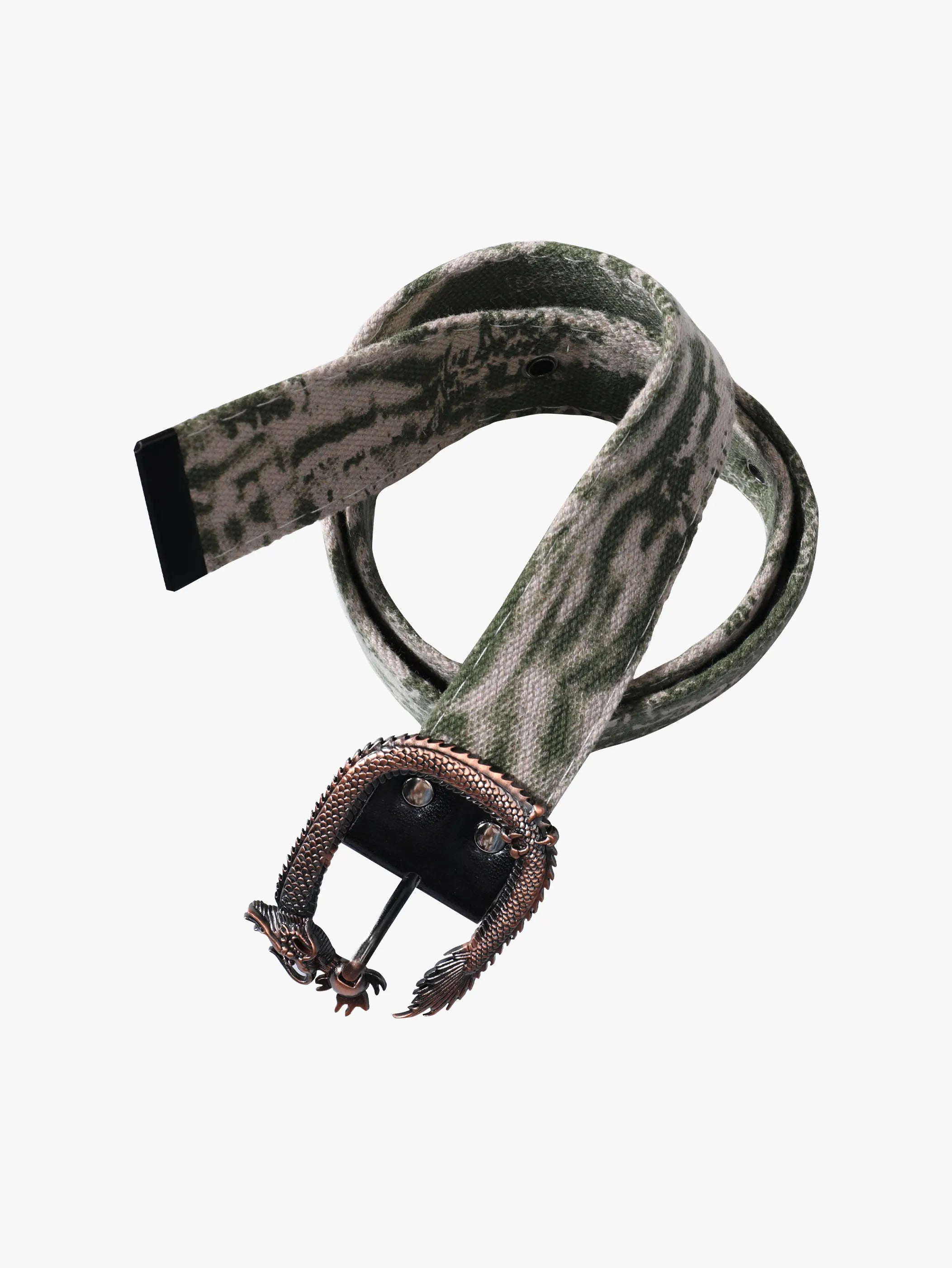 Dragon Buckle Belt Collection with Printed Straps Trendy Streetwear Fashion Accessories