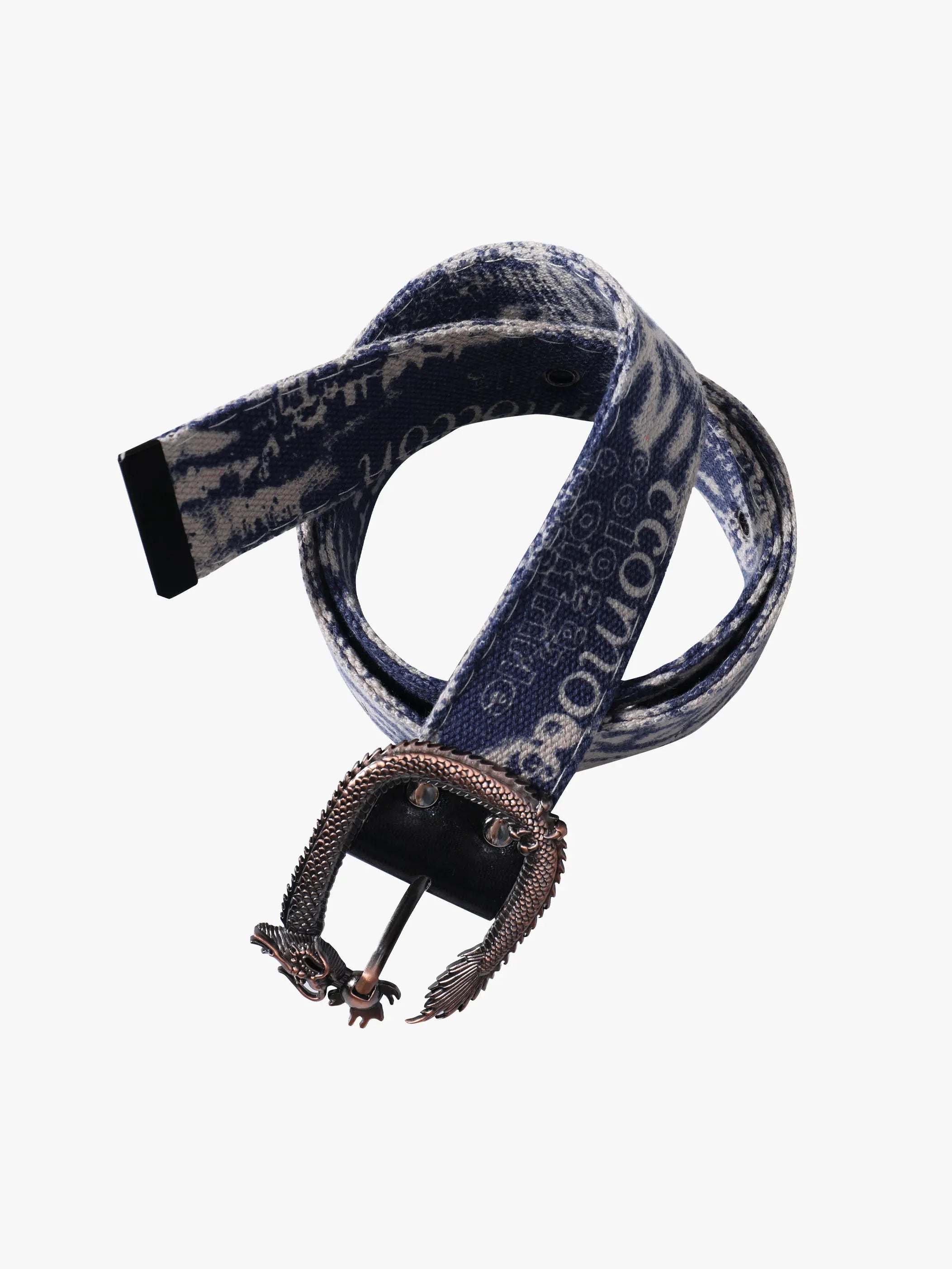 Dragon Buckle Belt Collection with Printed Straps Trendy Streetwear Fashion Accessories