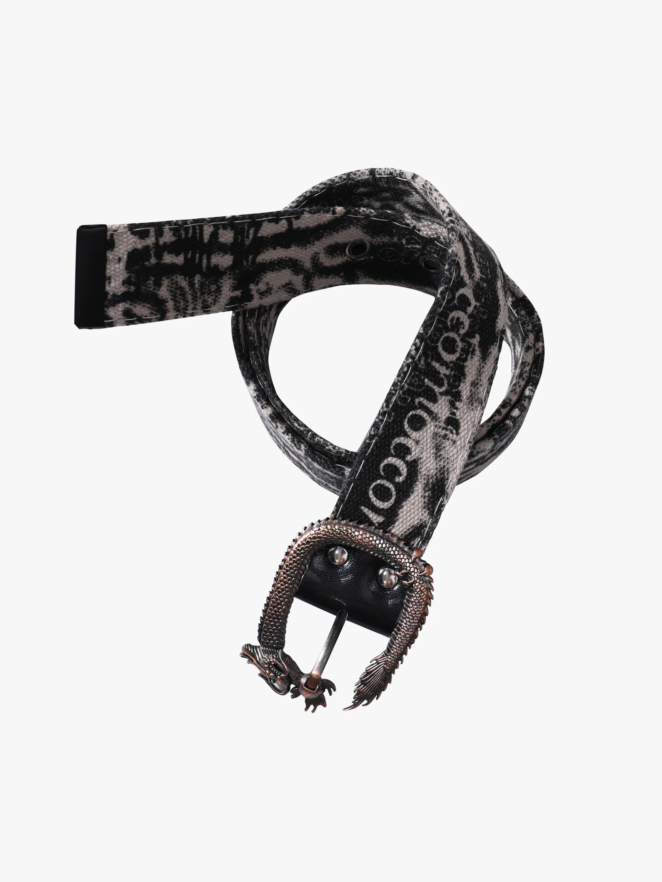 Dragon Buckle Belt Collection with Printed Straps Trendy Streetwear Fashion Accessories