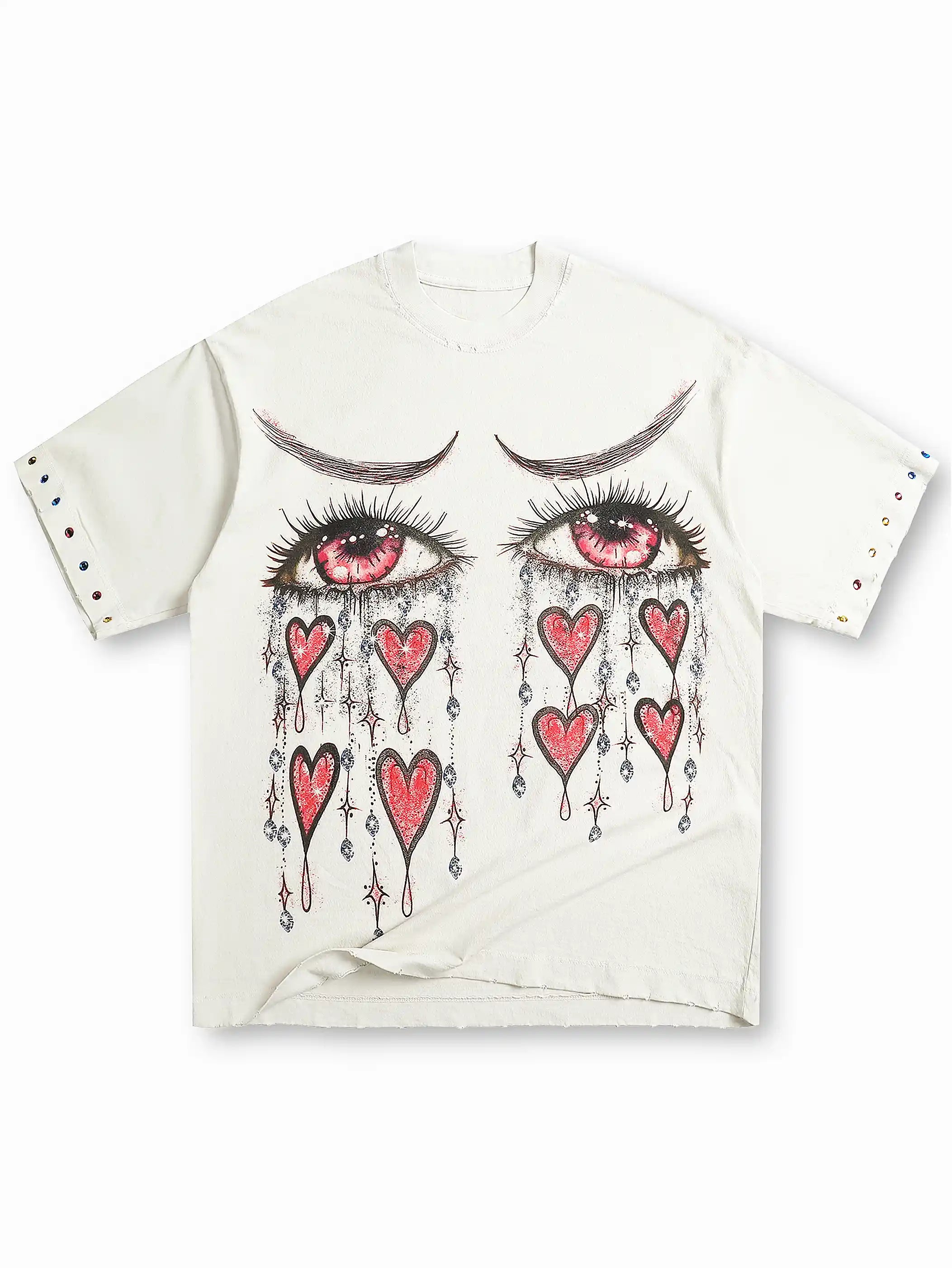 Romantic Tear Rhinestone T-shirt-148