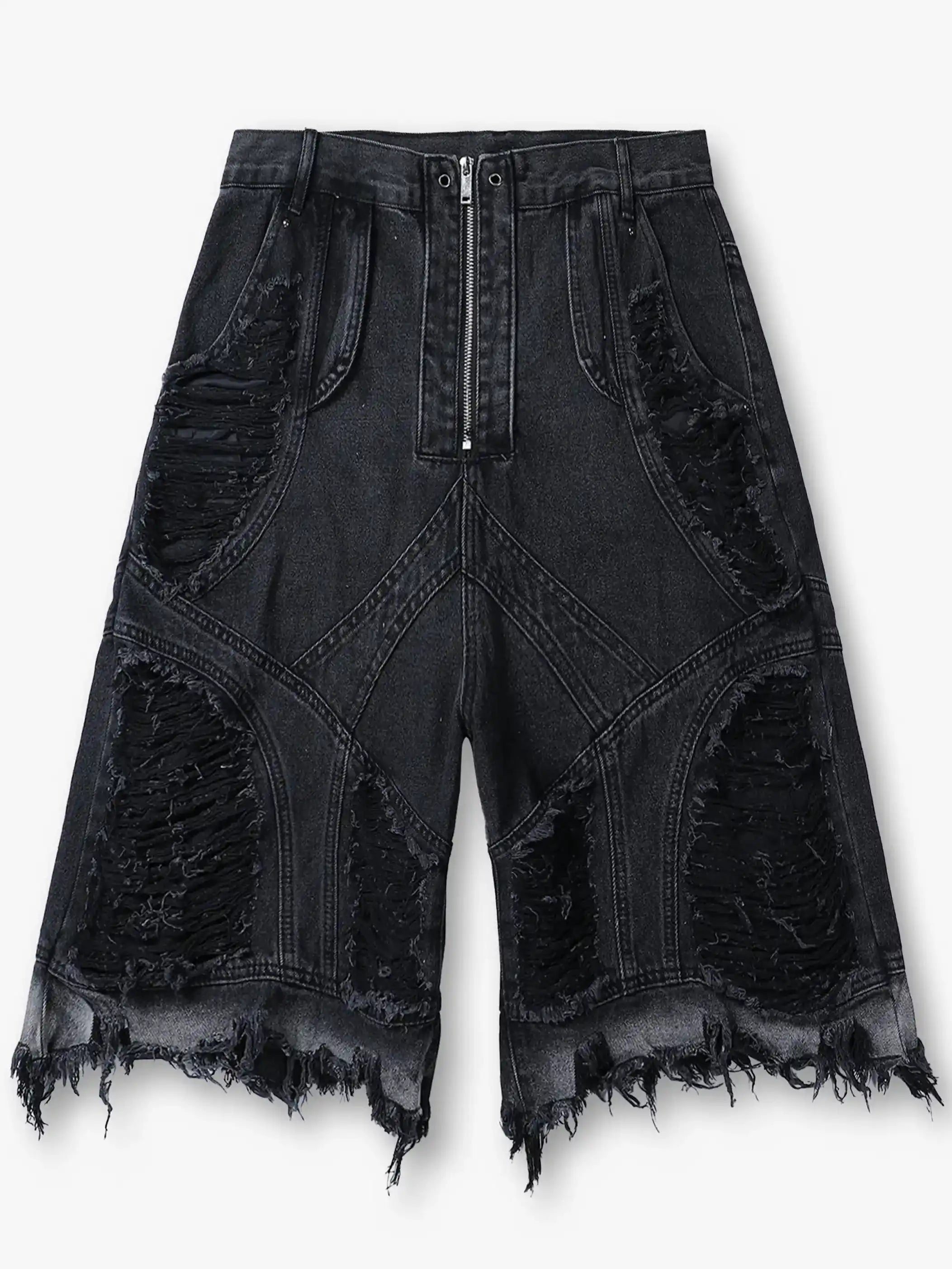 Ripped Street Denim Shorts-S1032