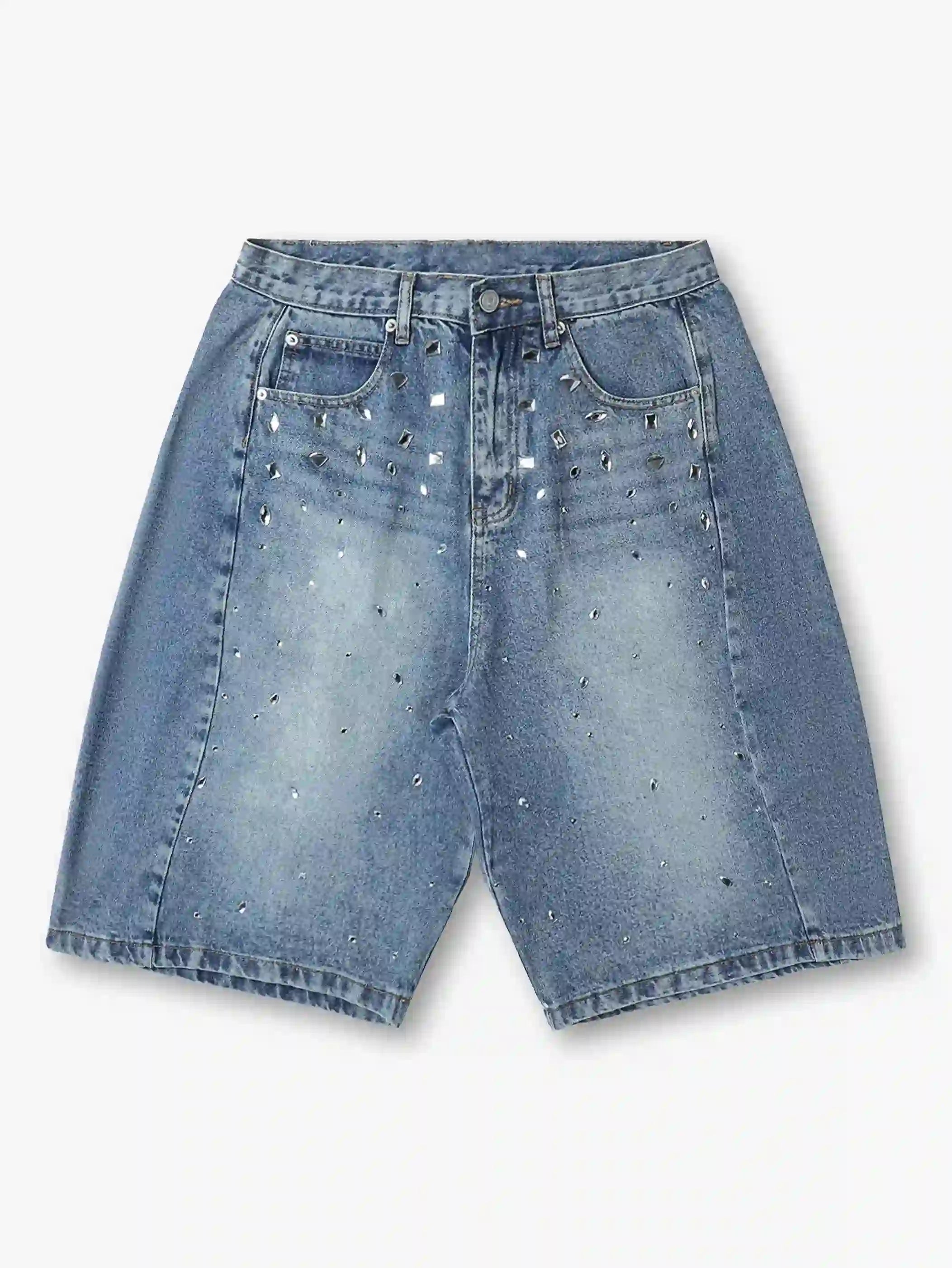 Pantalones cortos vaqueros de cristal brillante-197