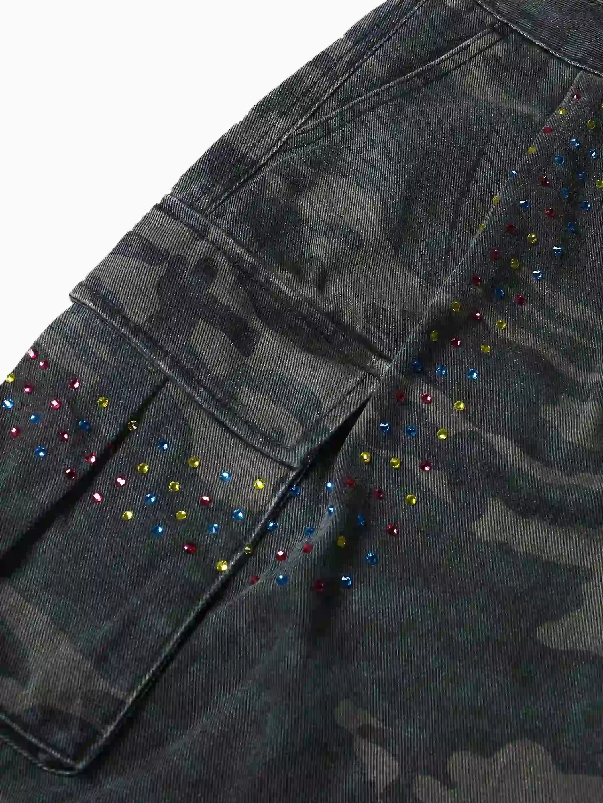 Multicolor Crystal Camouflage Shorts-S1045