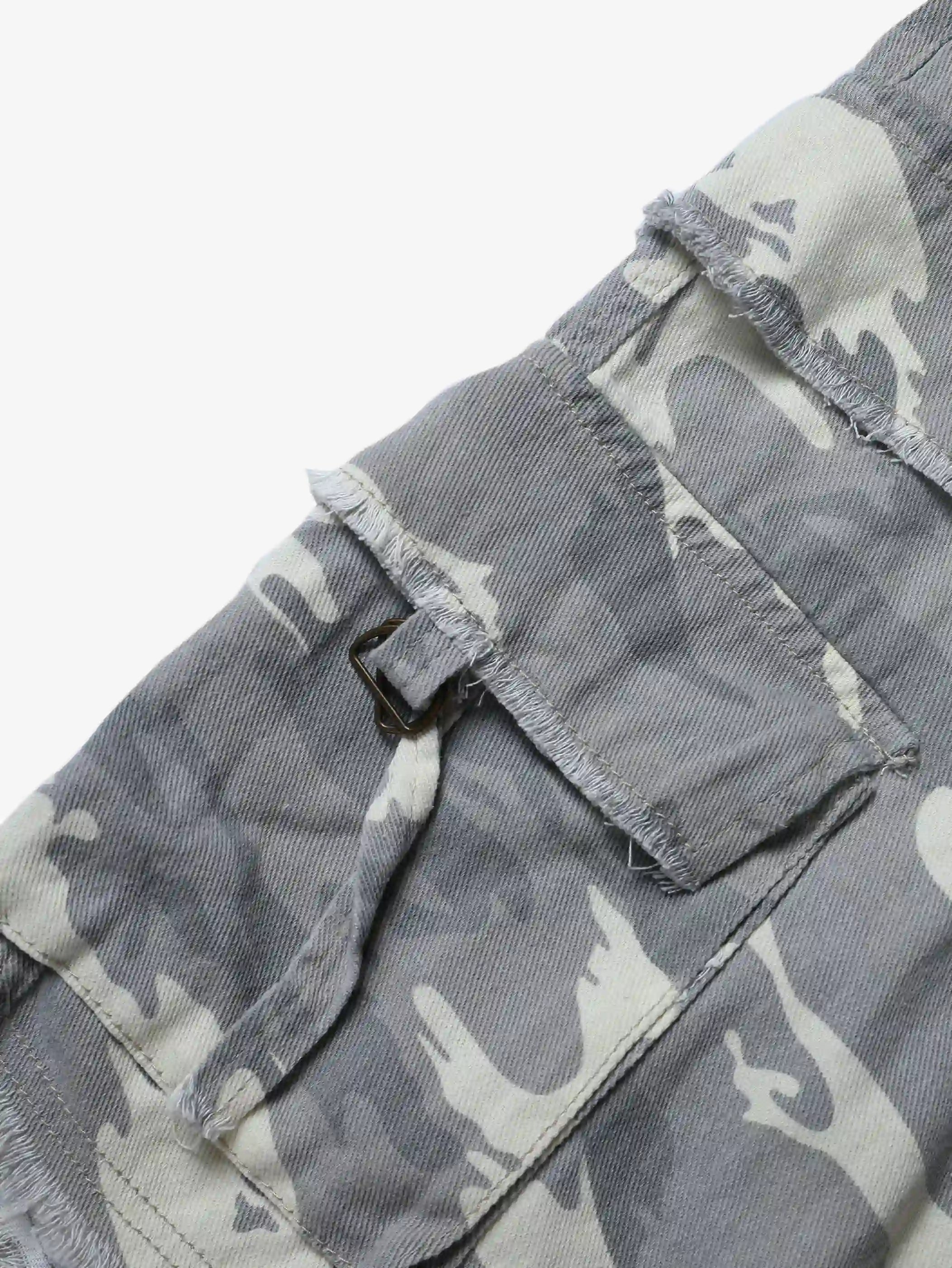 Streetwear Wide Leg Camo Cargo Shorts-S1037