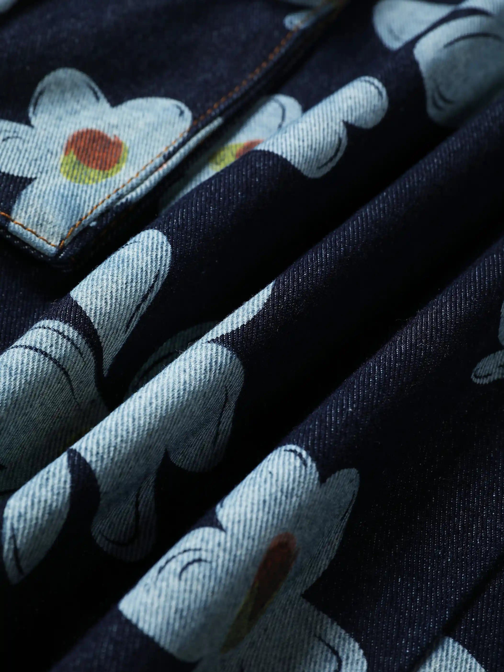 Vintage Y2K Floral Print Denim Cargo Shorts-S1036