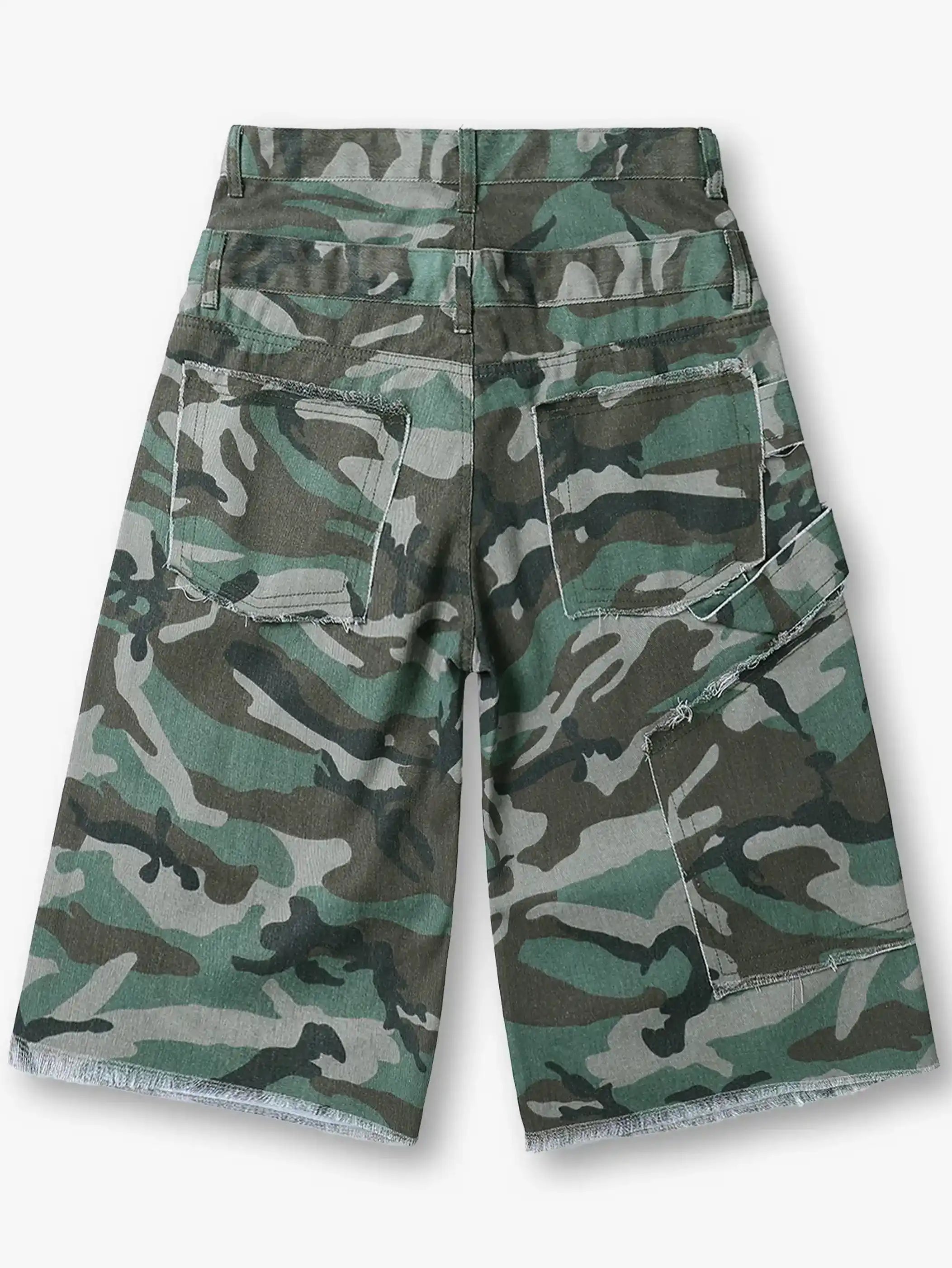 Camouflage Street Denim Shorts-S1040