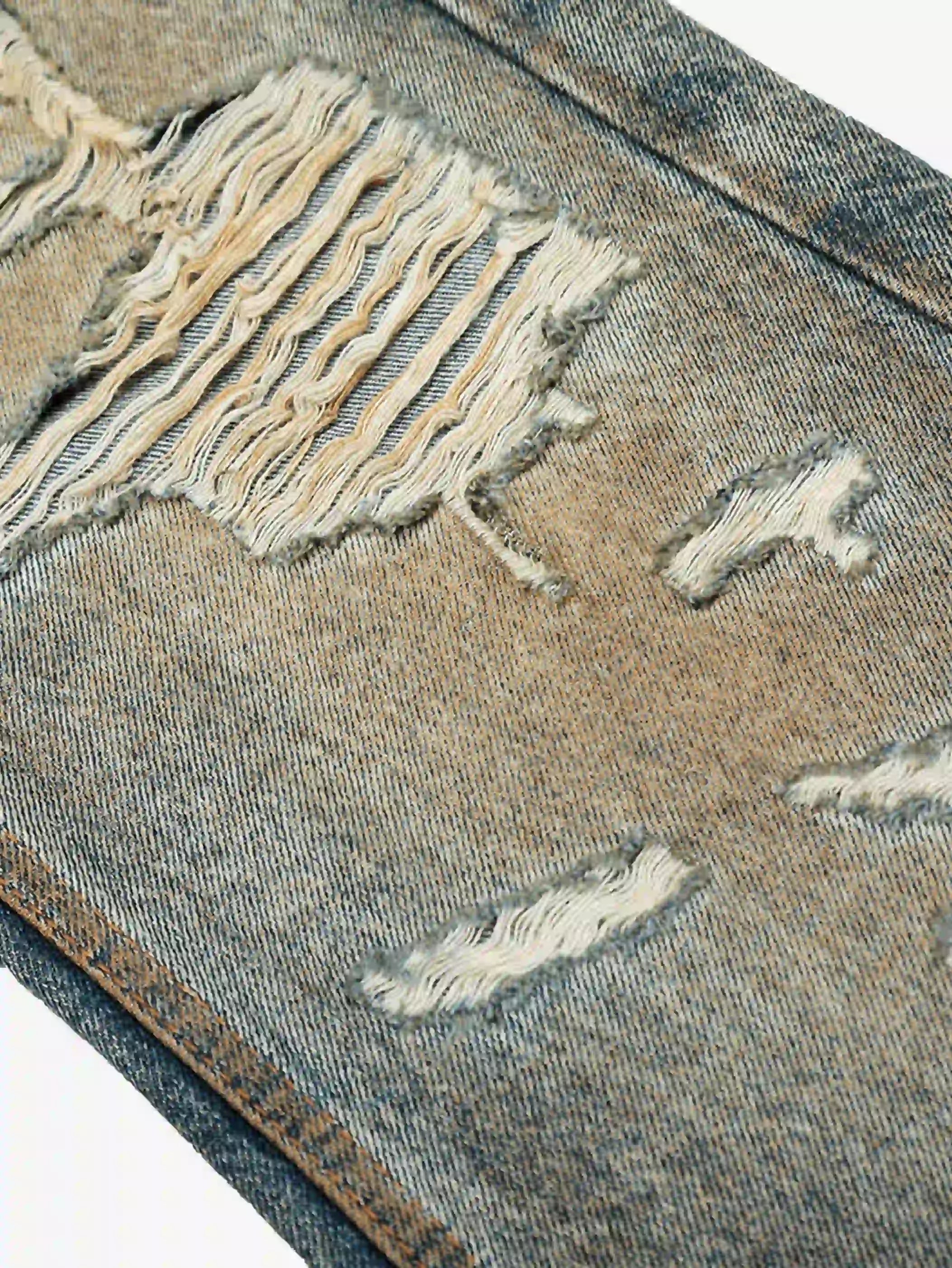 High-Waist Ripped Streetwear Denim Jeans-S1051