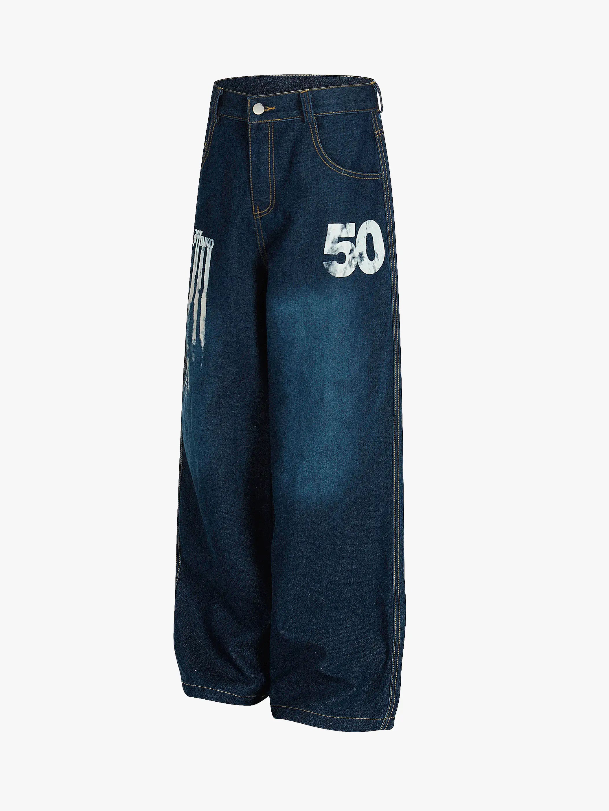 American Flag Denim Pants-S1097