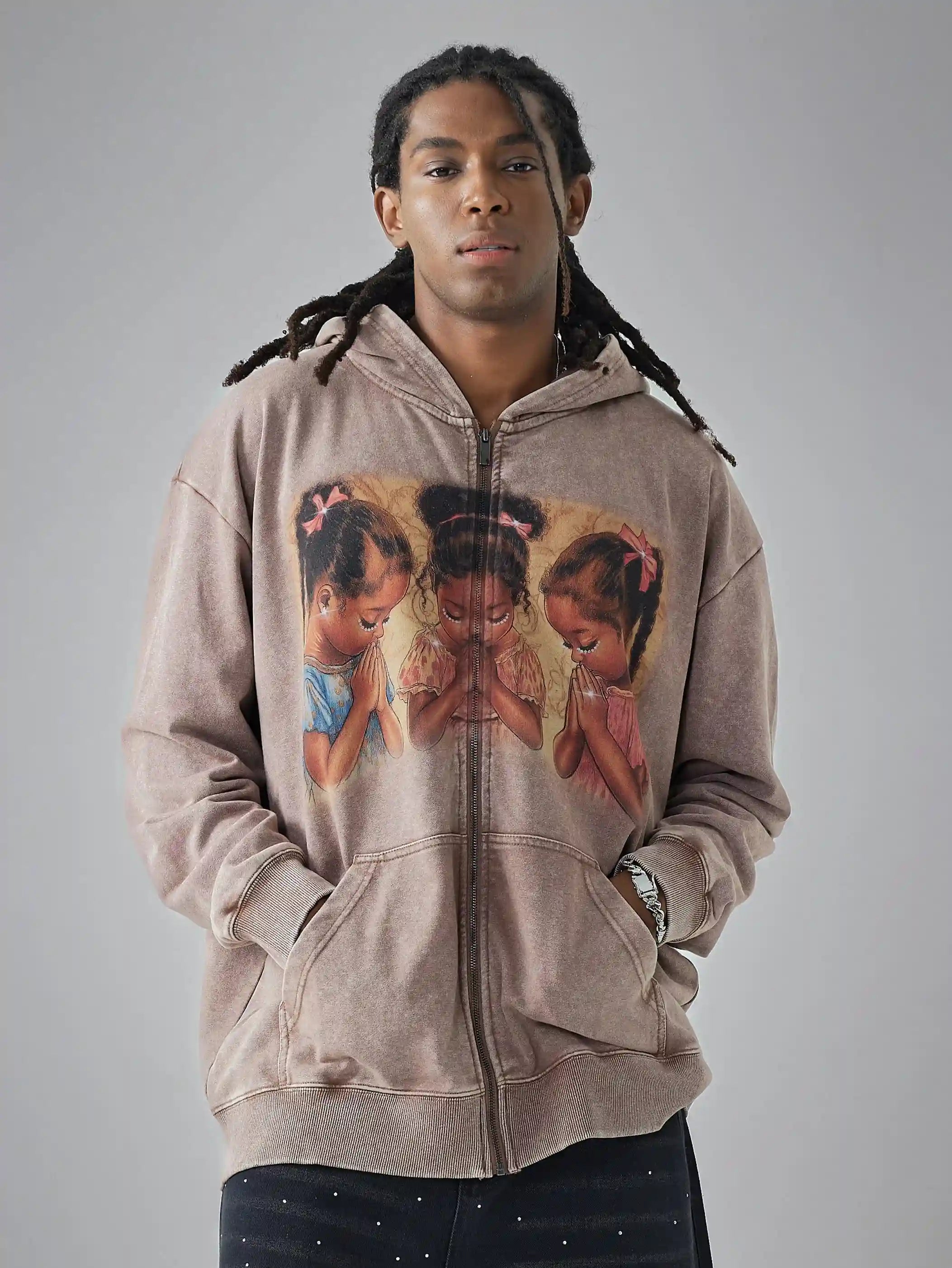 Sudadera con capucha Corazones fieles y oración-150