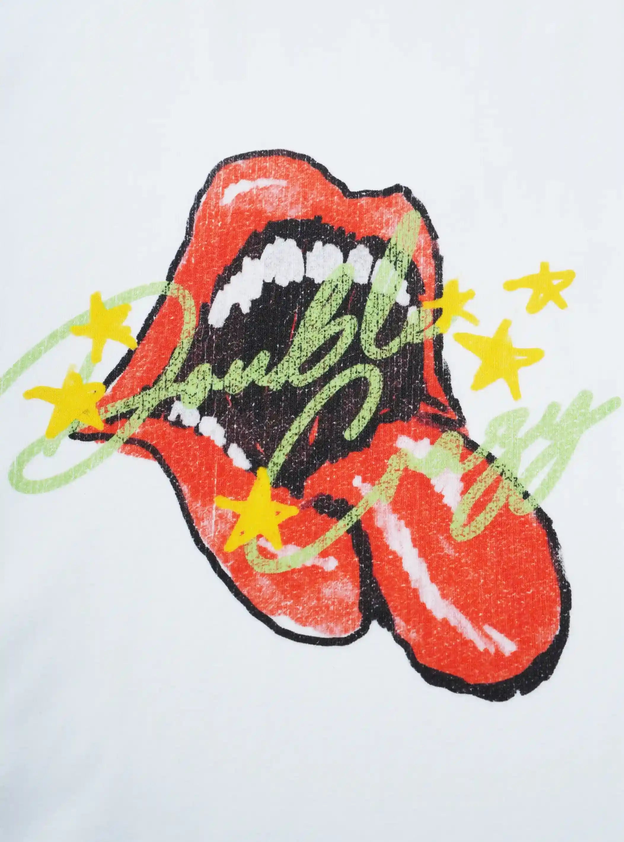 Y2K Grunge Rolling Lips Baby Tee-438