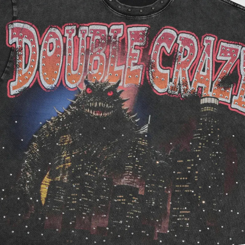 Kaiju Monster Rhinestone Boxy Tee-536