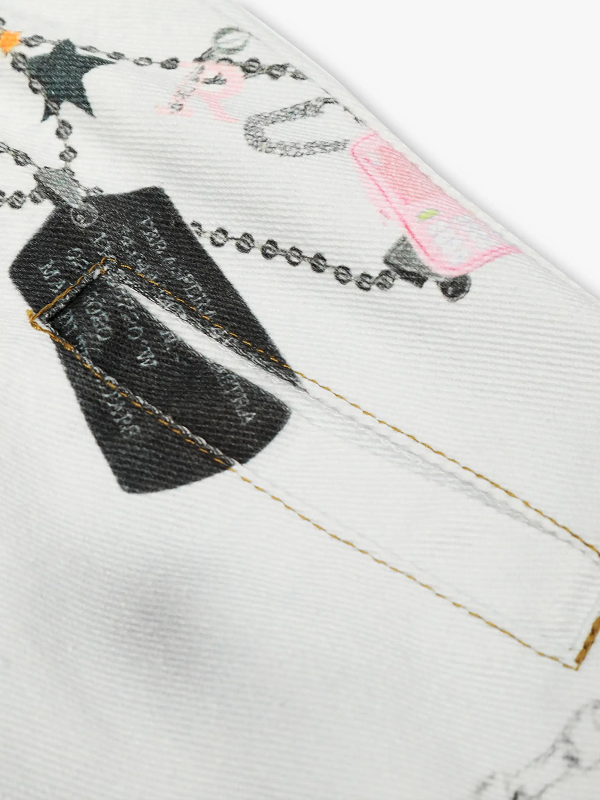 Graffiti Lace Print Denim Jacket-S1123