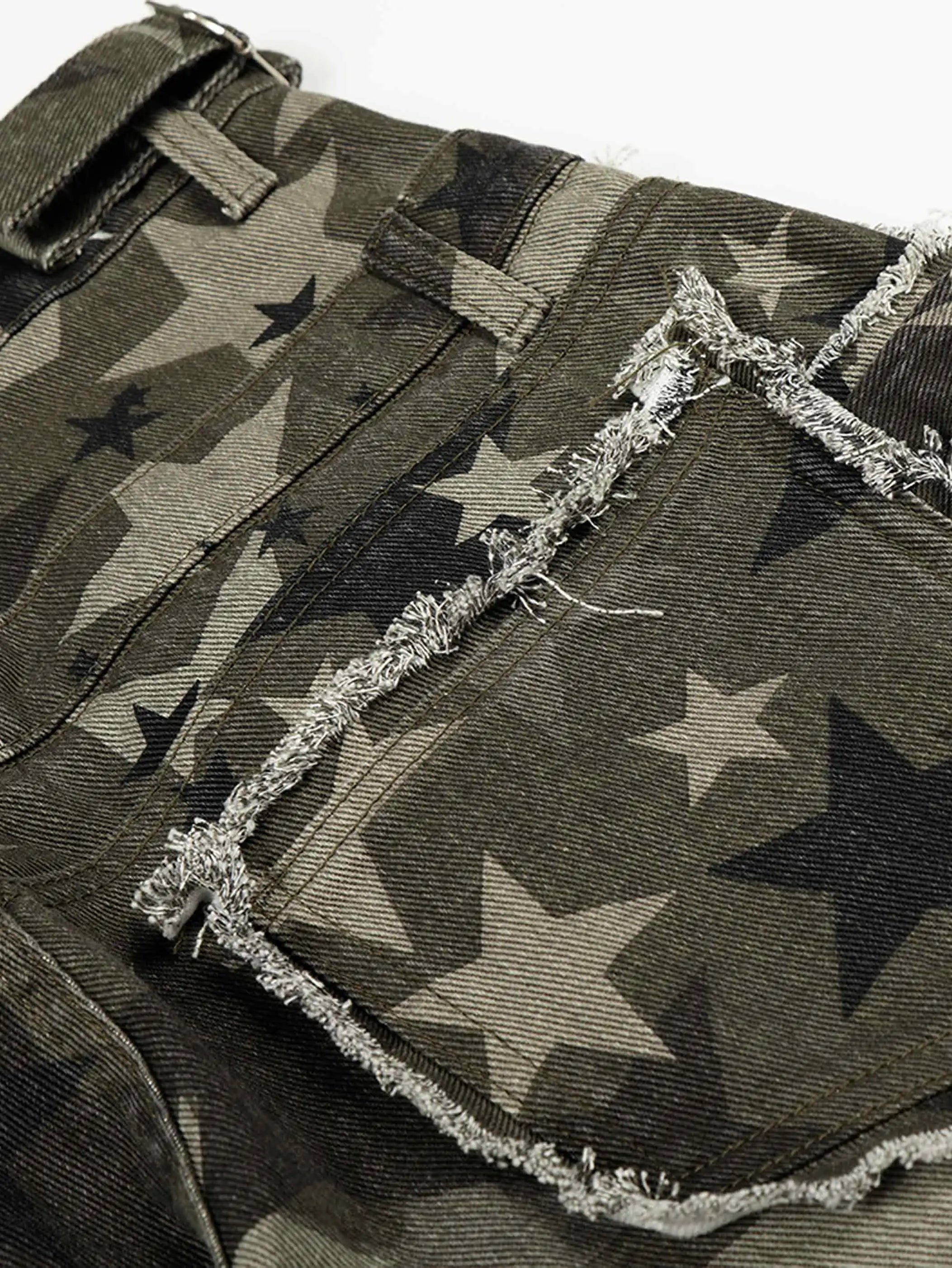 Camouflage Star Frayed Jeans-S1154
