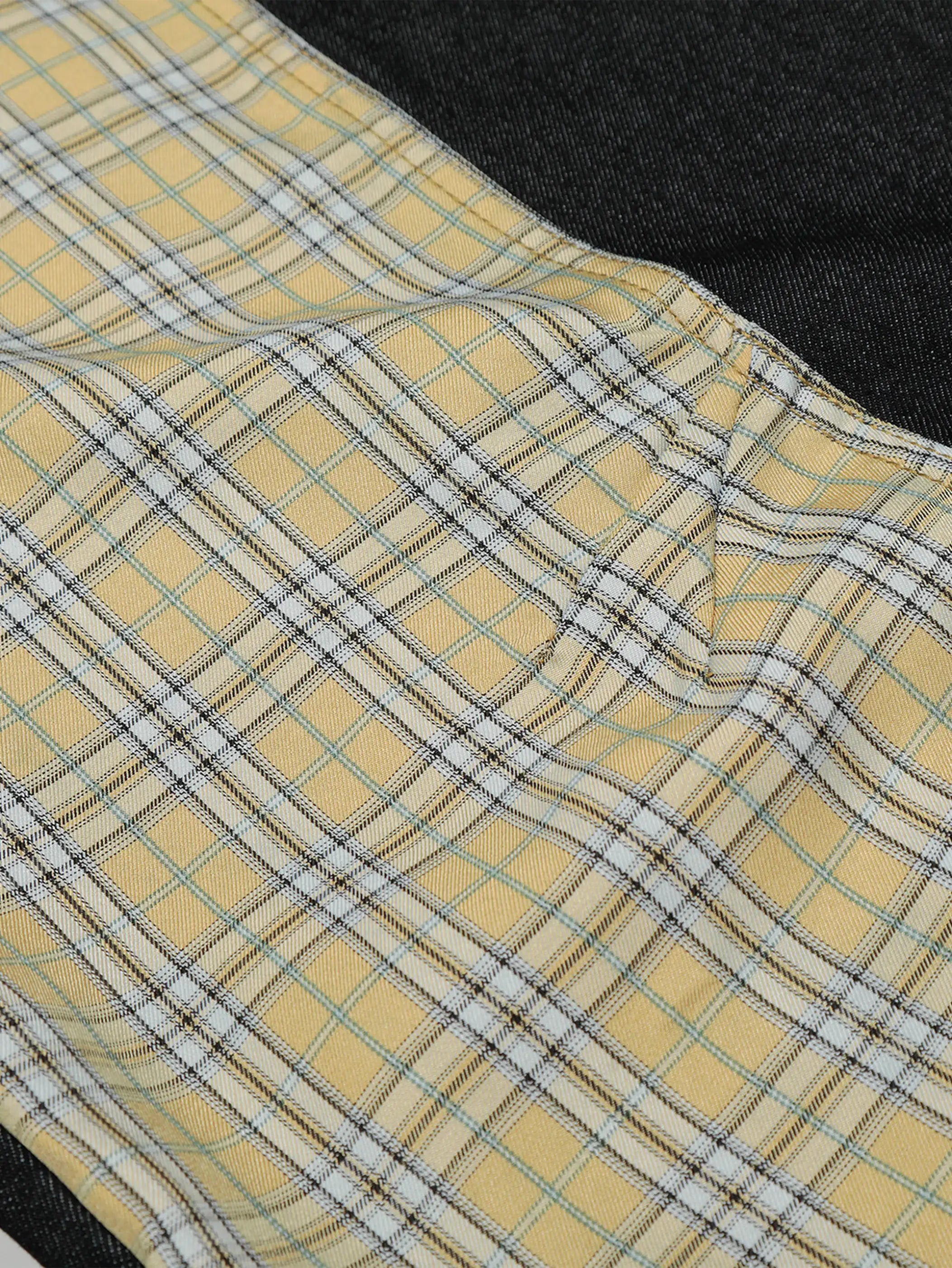 Retro Street Plaid & Denim Blade Pants-S1118