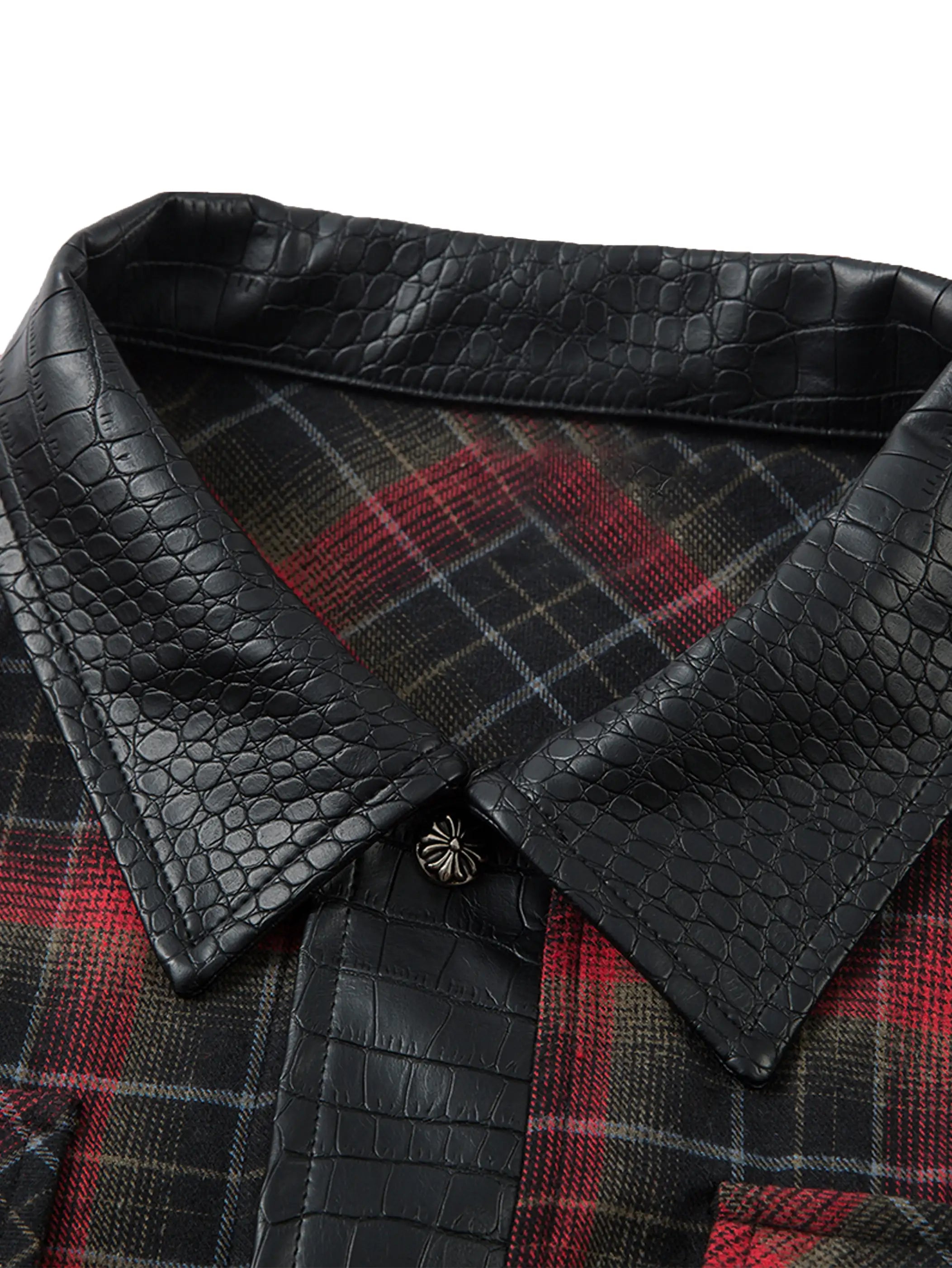 Leather Check Shirt-S1136